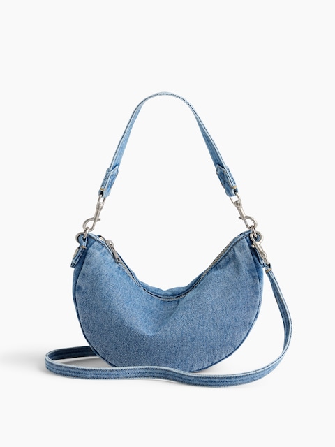 Small Denim Crescent Crossbody