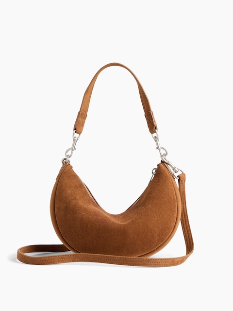 Small Vegan Suede Crescent Crossbody