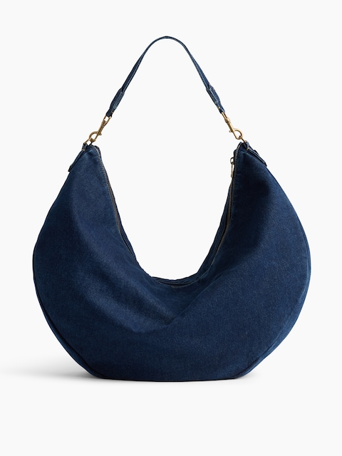 Large Denim Crescent Bag
