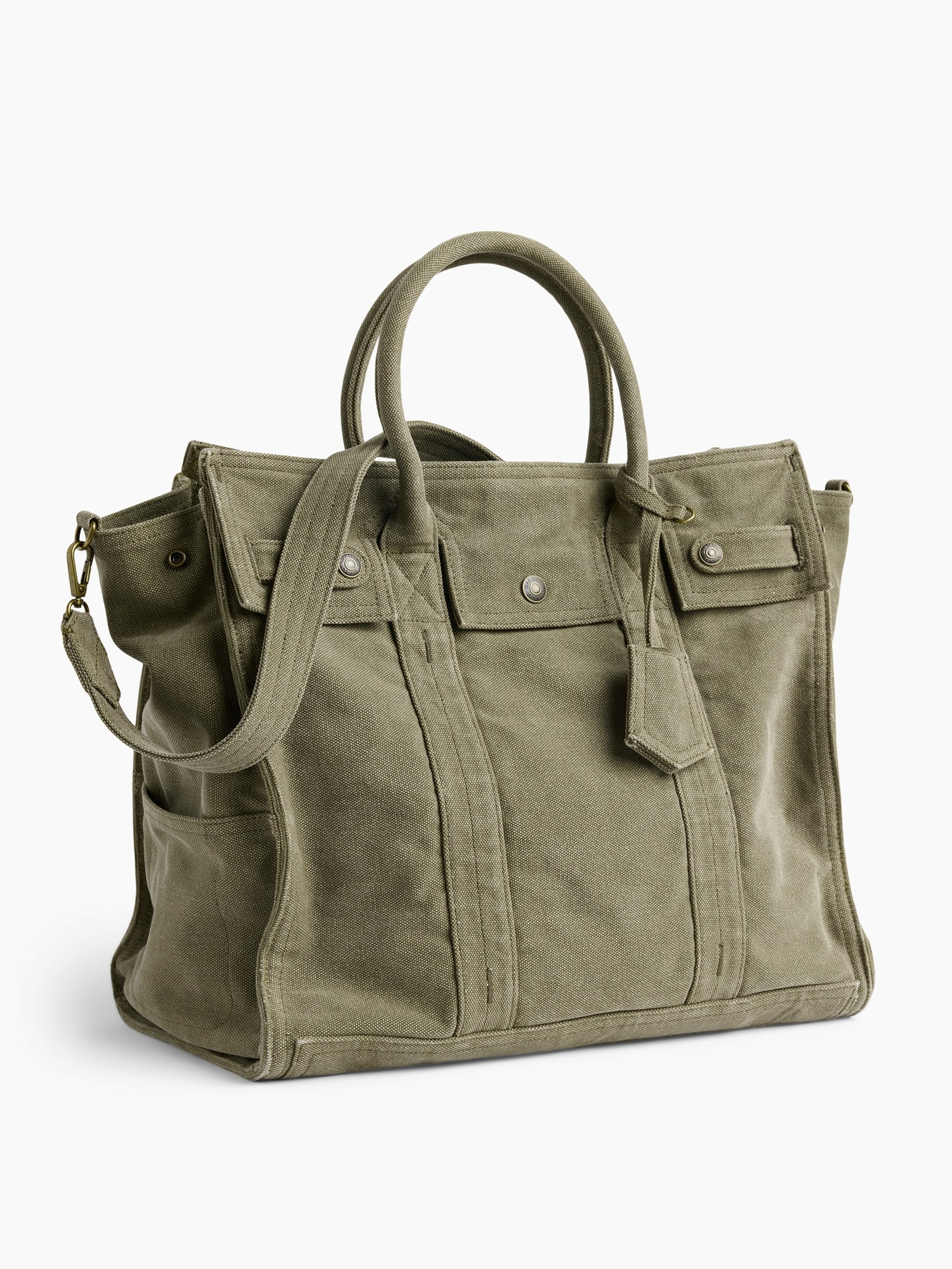 Мужская сумка Gap Large Canvas Five Pocket Tote, цвет: Оливковый зелёный — фото 3