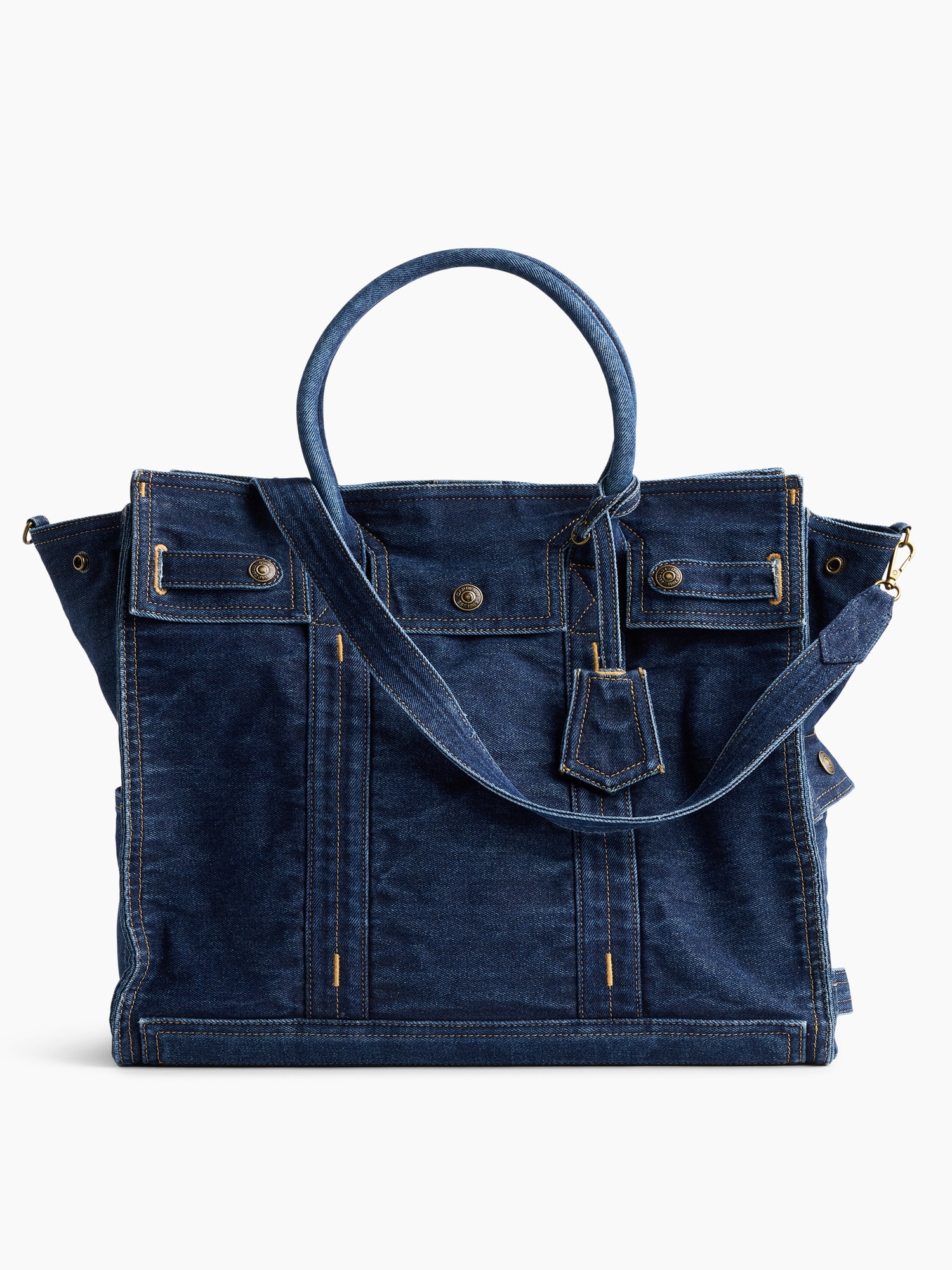 Gap Large Denim Five Pocket Tote In Dark Wash