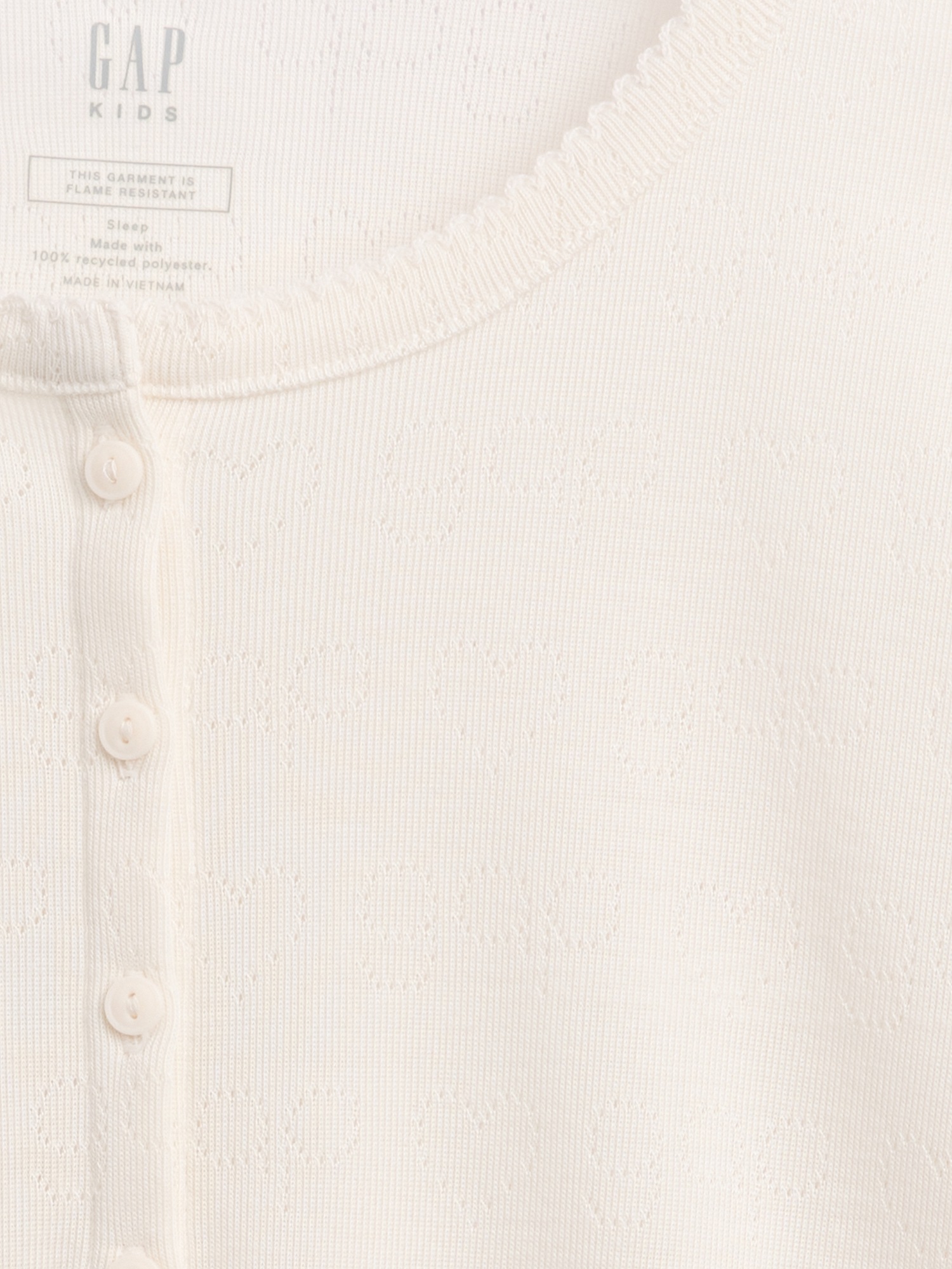 Детский пижамный кардиган Gap из переработанного ажурного трикотажа, цвет: Creme — фото 4