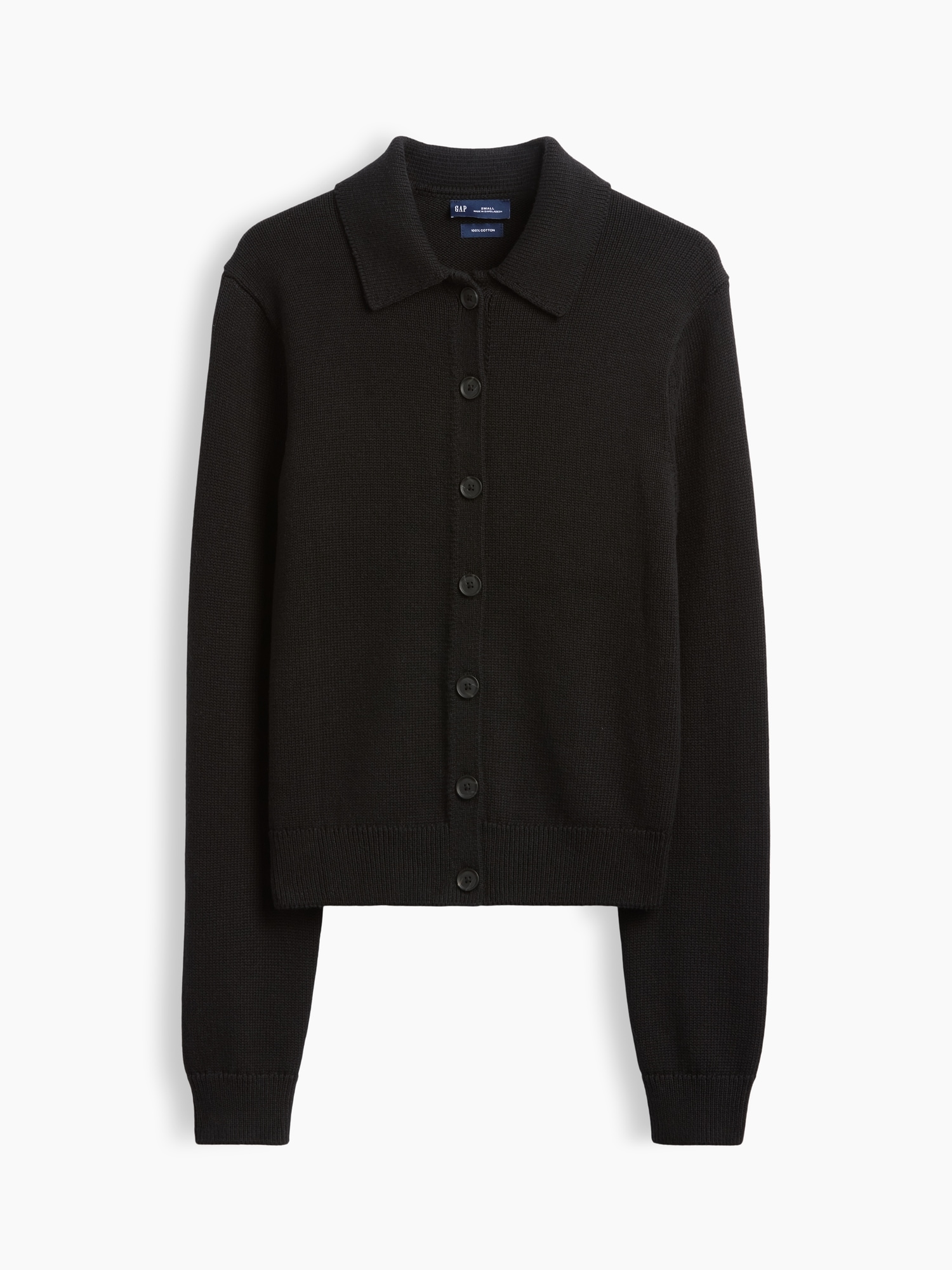 Женский кардиган Gap 100% Cotton Polo Cardigan, цвет: Чёрный — фото 5