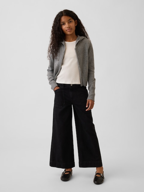 Kids High Rise Stride Wide-Leg Ankle Jeans