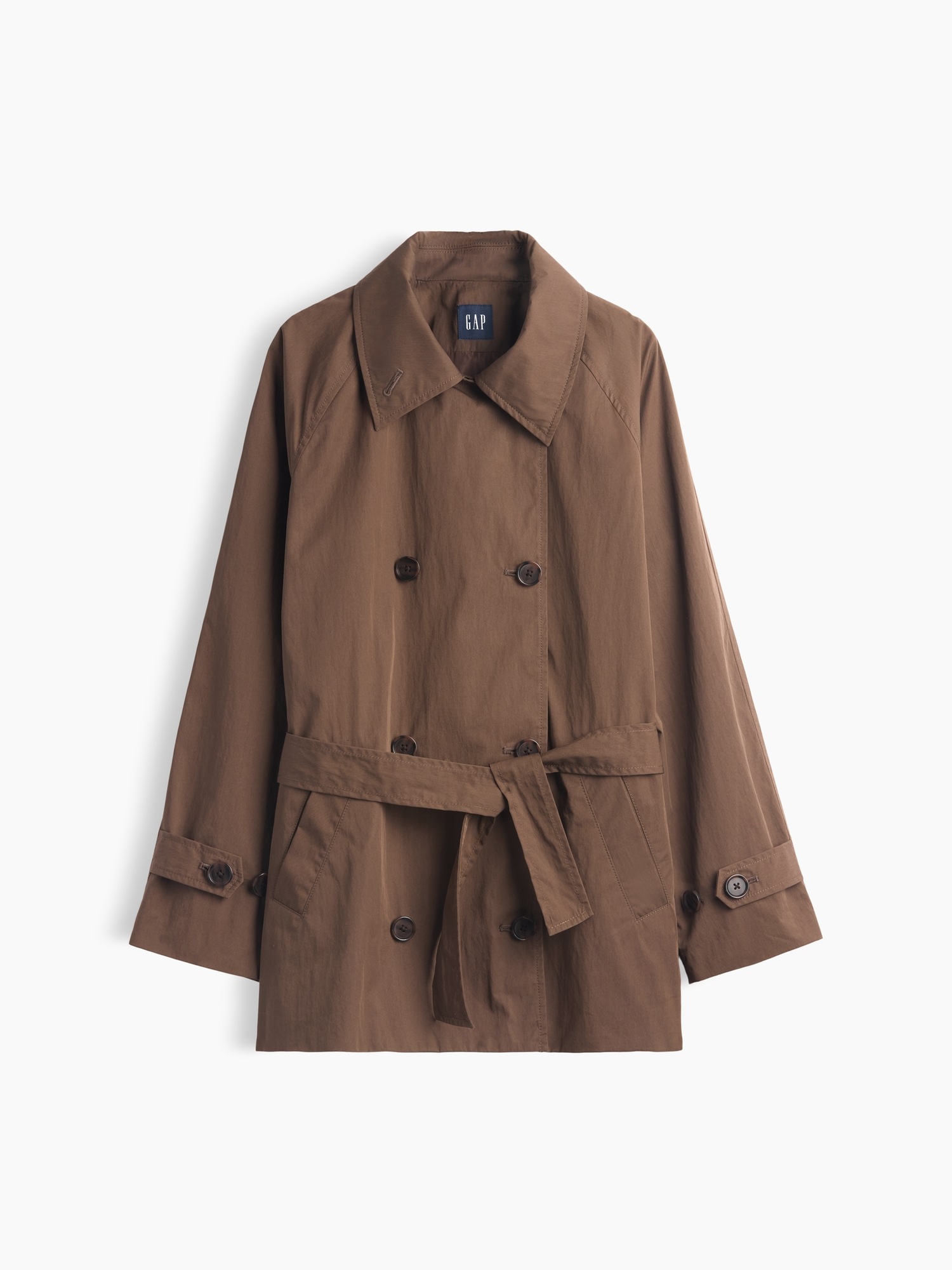 Женское пальто Gap Belted Midi Trench, цвет: Холодный коричневый — фото 6