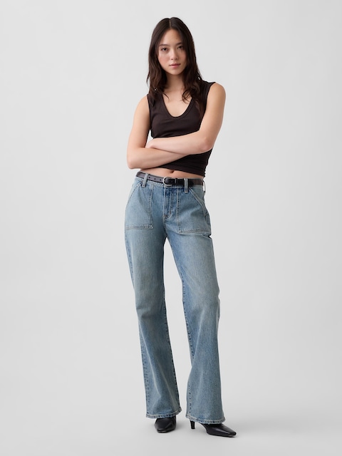 Mid Rise Relaxed Flare Jeans