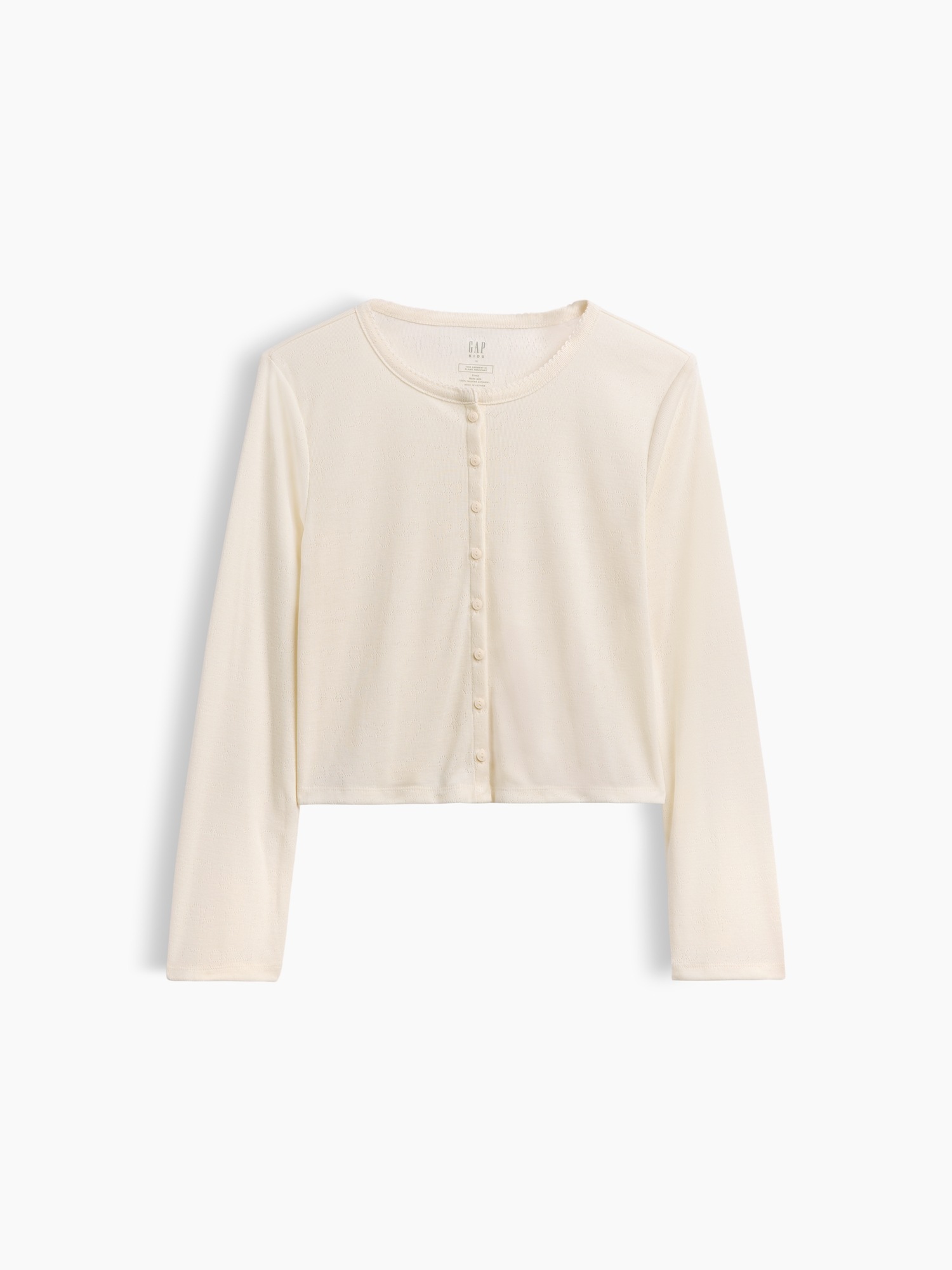 Детский пижамный кардиган Gap из переработанного ажурного трикотажа, цвет: Creme — фото 2