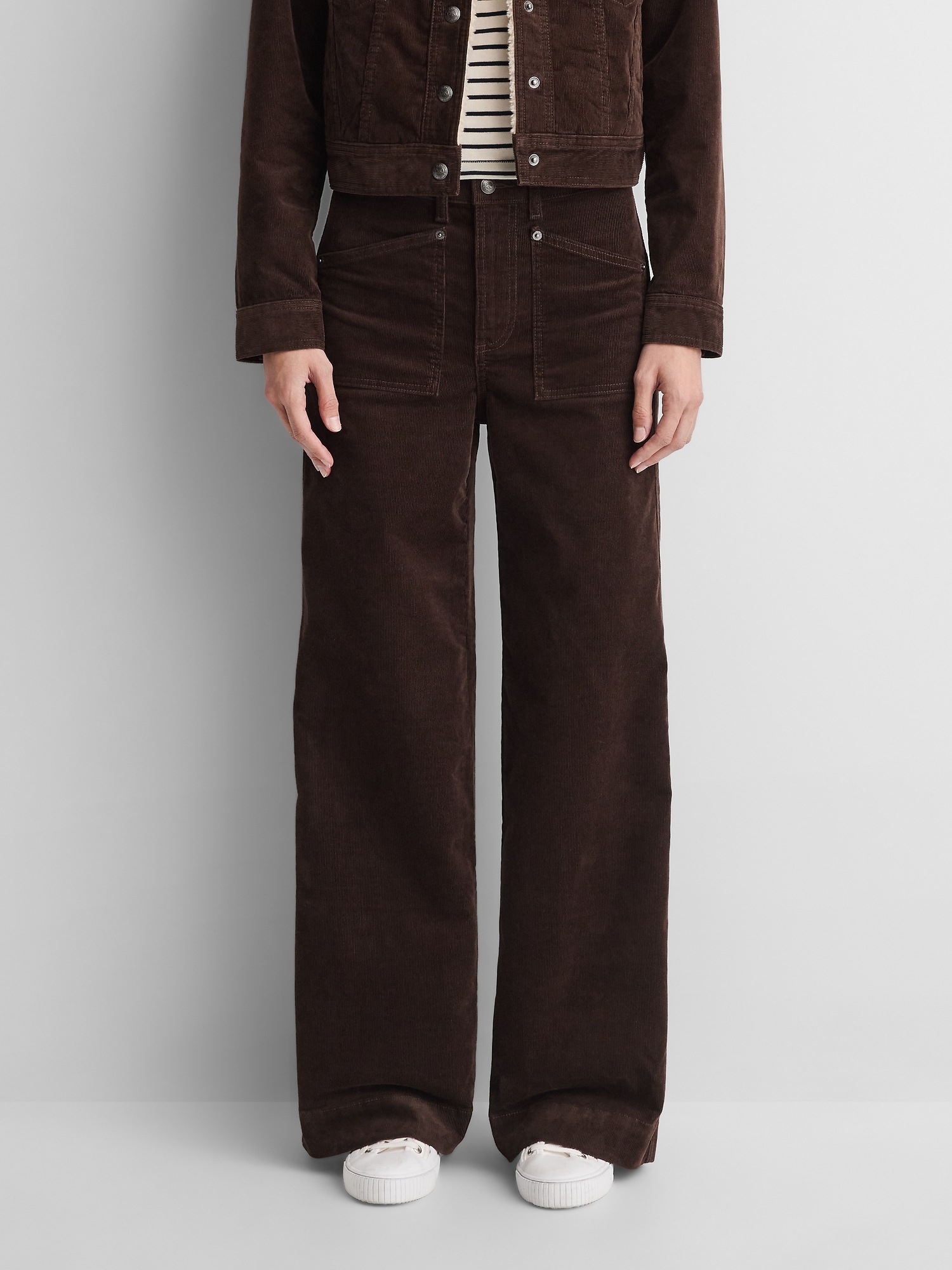 Женские брюки Gap × A.P.C. High Rise Corduroy Stride, цвет: Коричневый — фото 2