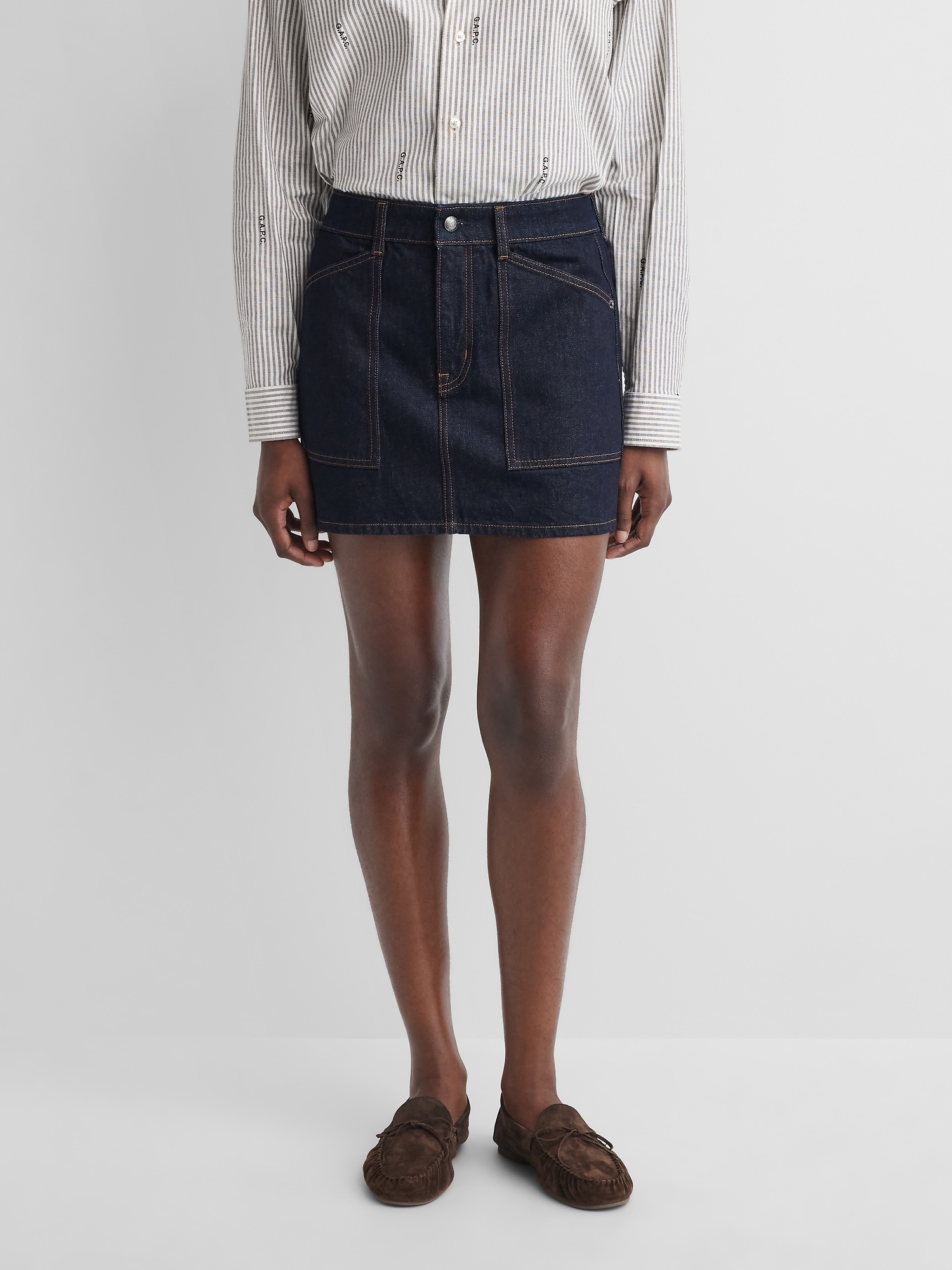 Женская юбка Gap × A.P.C. Denim Mini, цвет: Rinse Sienne — фото 2