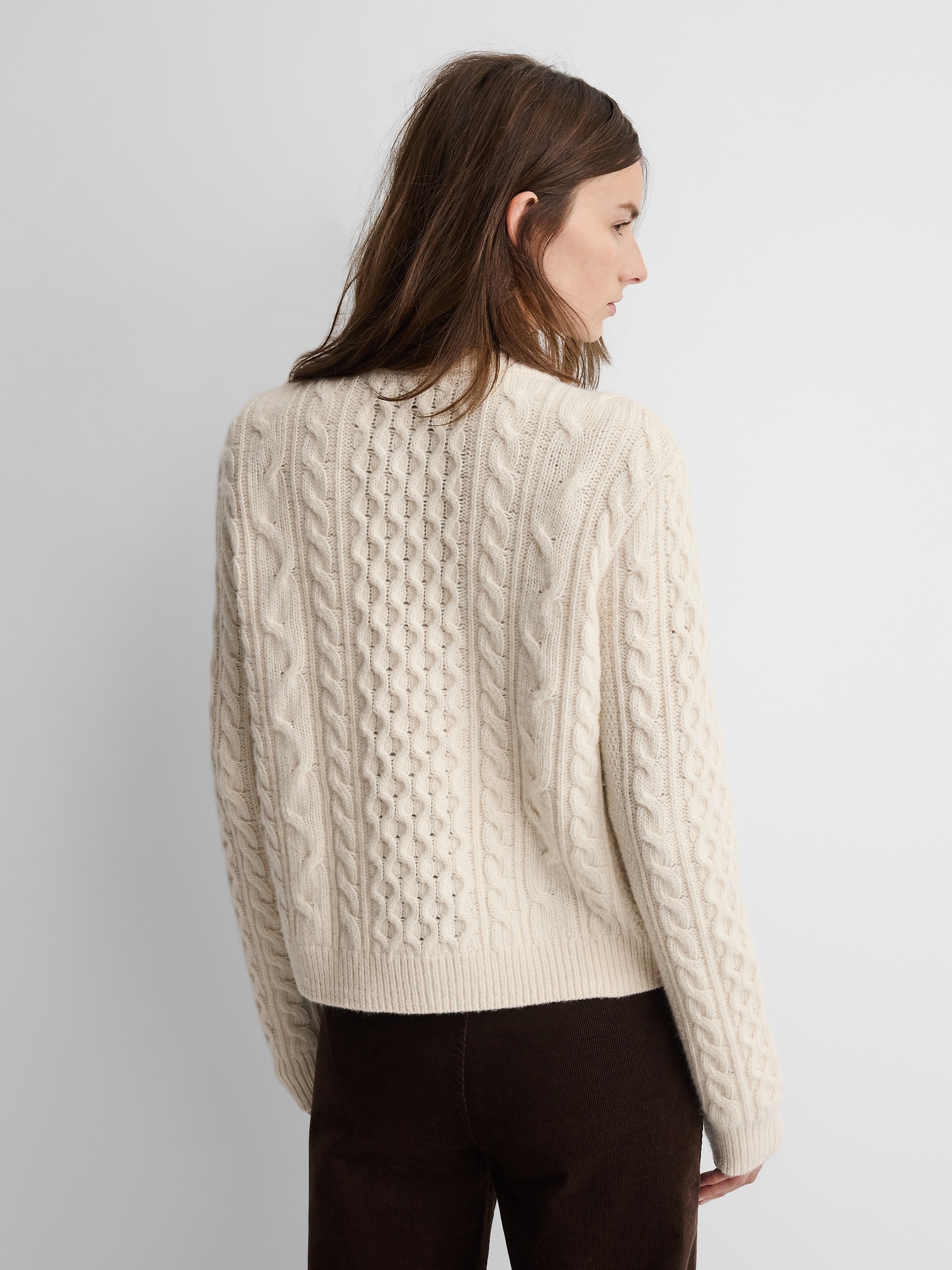 Женский кардиган Gap × A.P.C. Wool Cable-Knit, цвет: Chino — фото 2