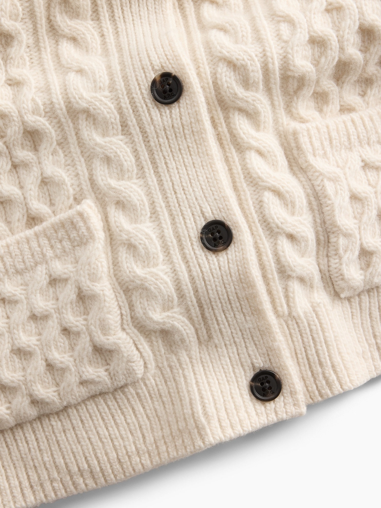 Женский кардиган Gap × A.P.C. Wool Cable-Knit, цвет: Chino — фото 5