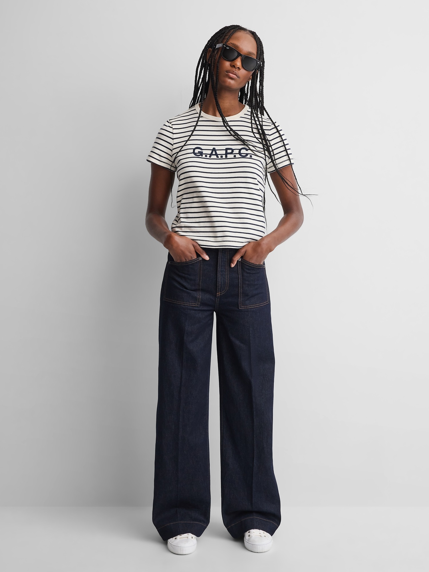 Женская футболка Gap × A.P.C. Logo, цвет: Оптический белый — фото 3