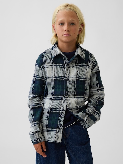 Kids Knit Jersey Plaid Shirt
