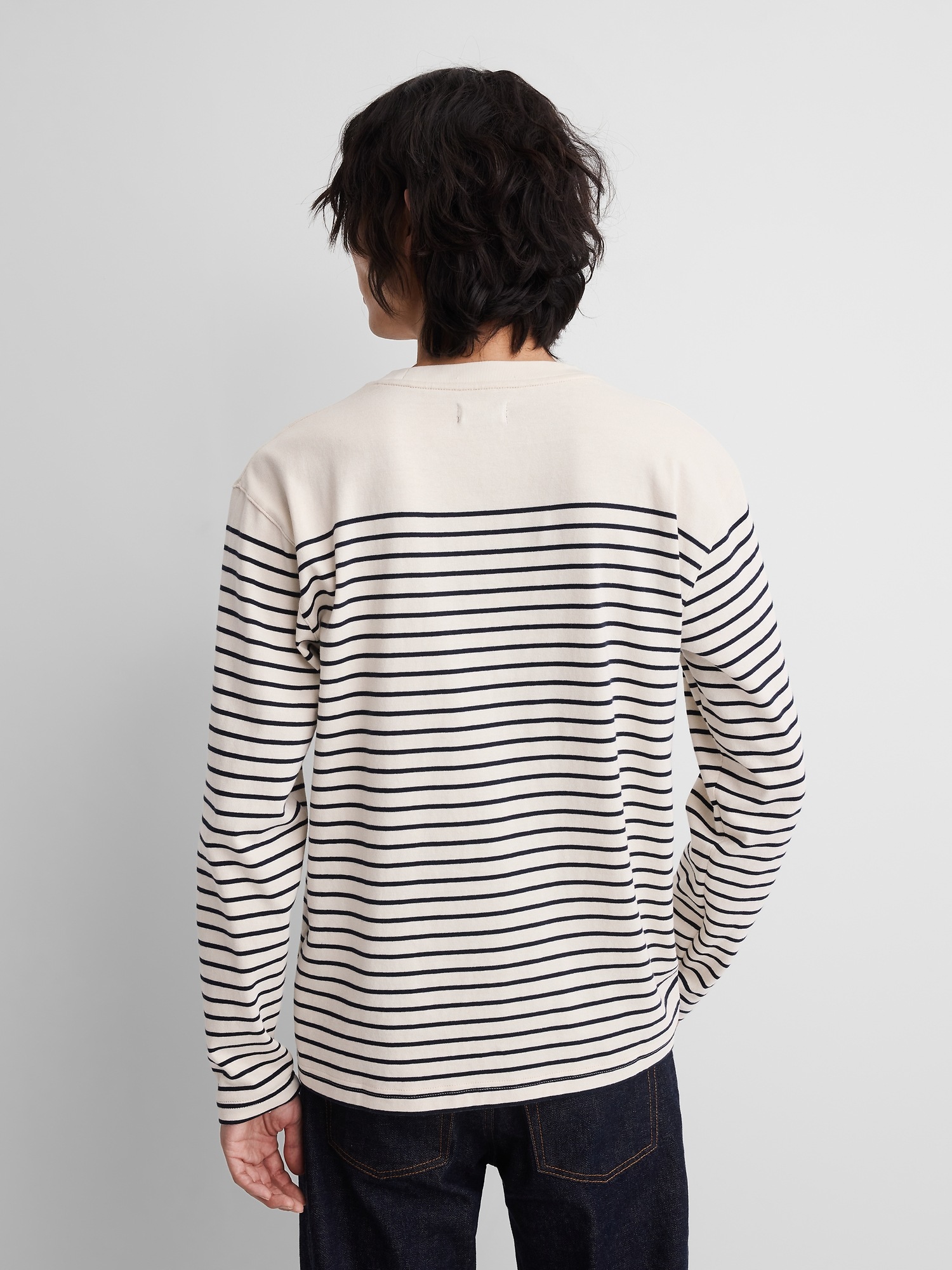 Мужская футболка Gap × A.P.C. Stripe, цвет: Молочный белый — фото 2