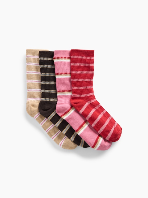 Kids Stripe Rib Crew Socks (4-Pack)
