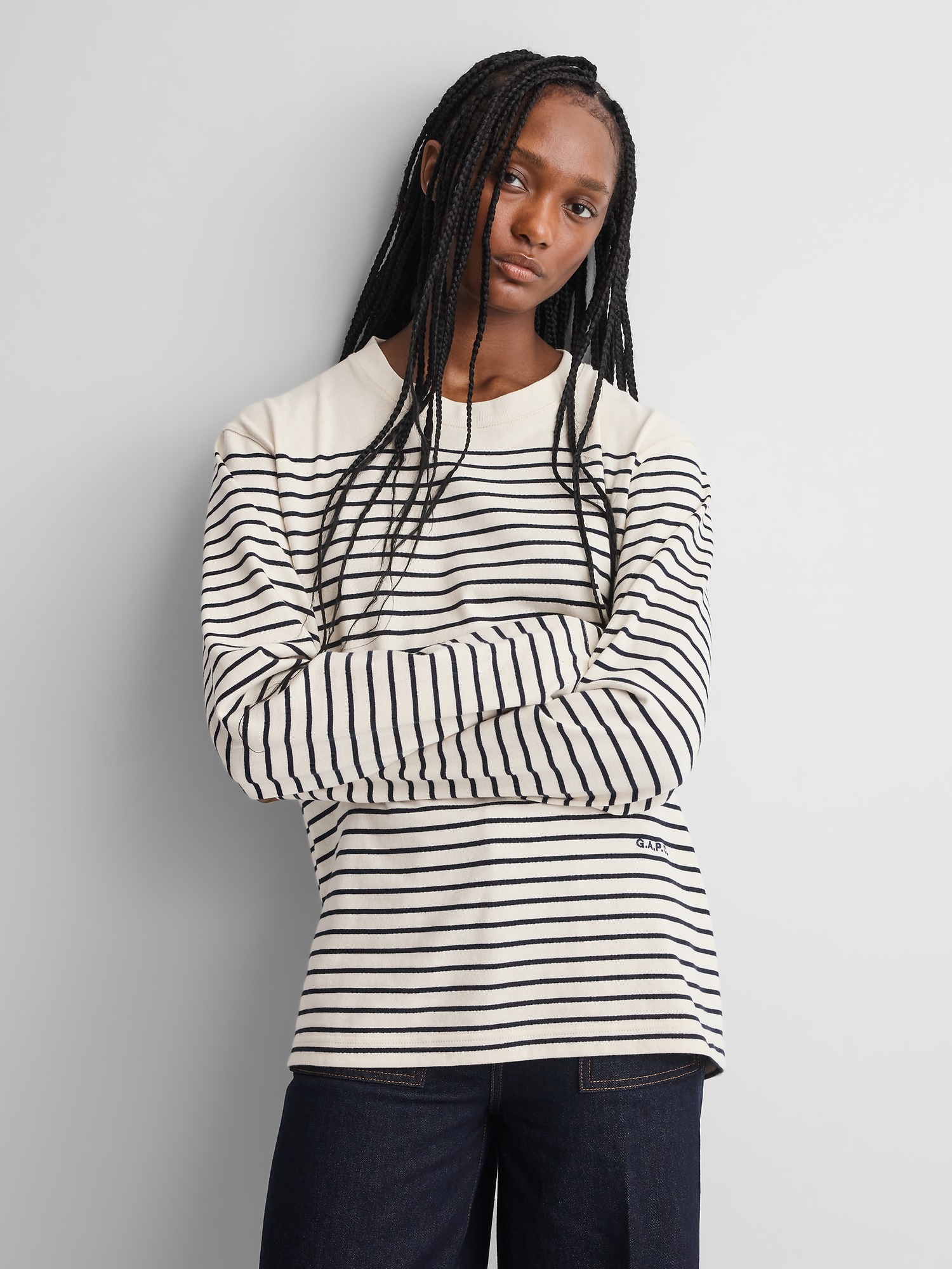 Мужская футболка Gap × A.P.C. Stripe, цвет: Молочный белый — фото 3