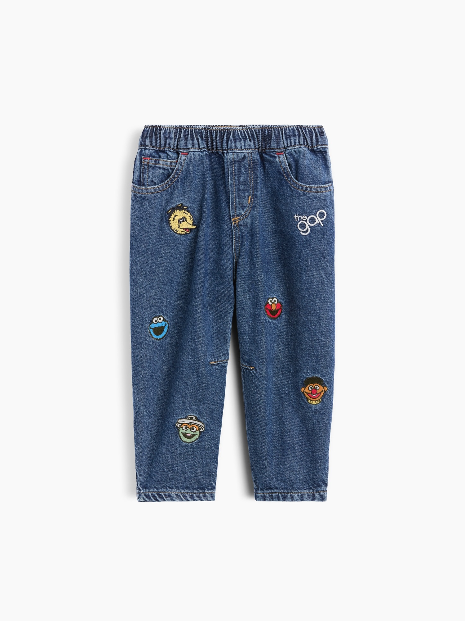 Джинсы Gap Sesame Street Pull-On Barrel Jeans для малышей, цвет: Средняя варка — фото 3