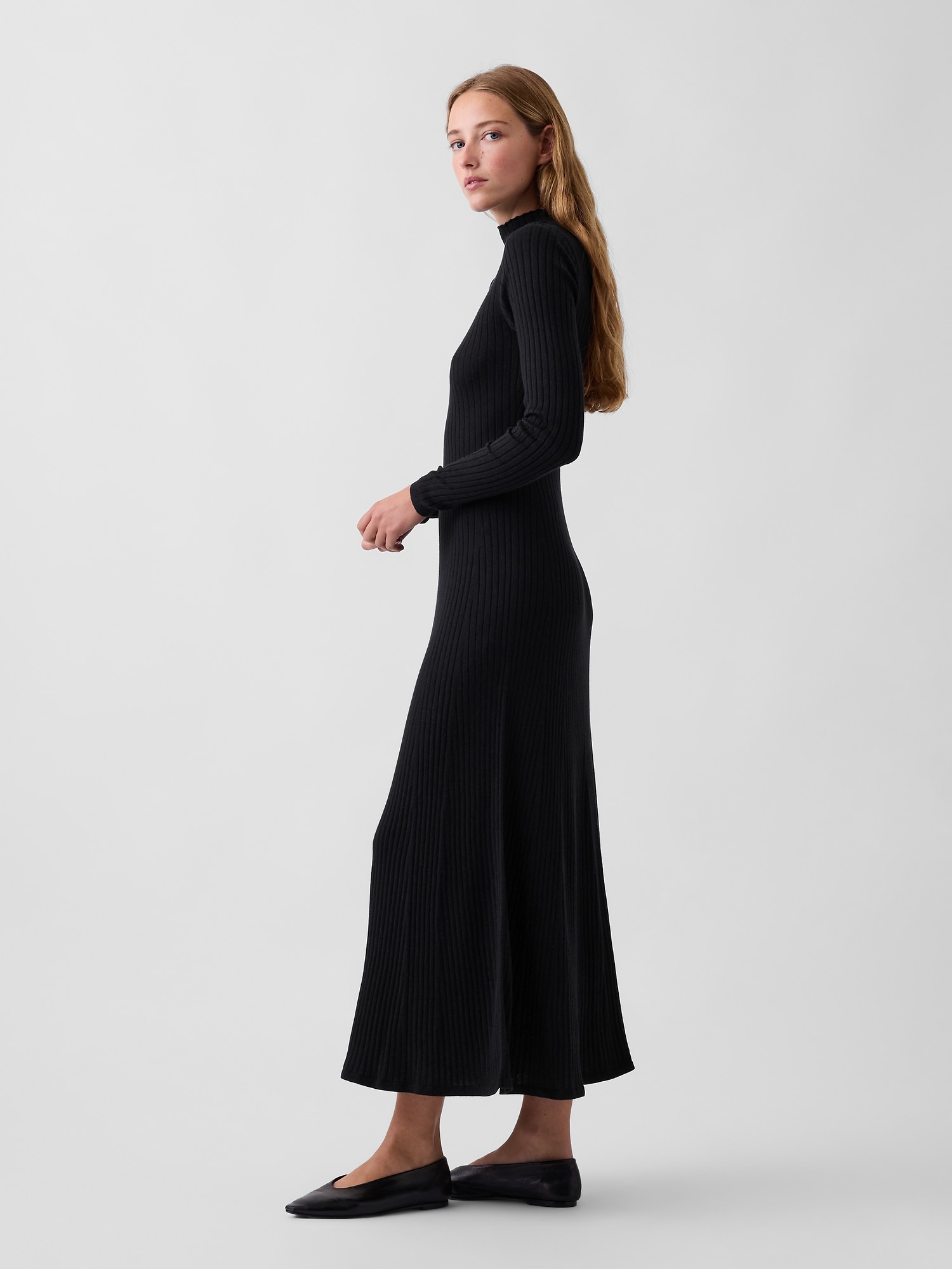 Женское платье Gap Lightweight CashSoft Rib Sweater Maxi, цвет: Чёрный — фото 3