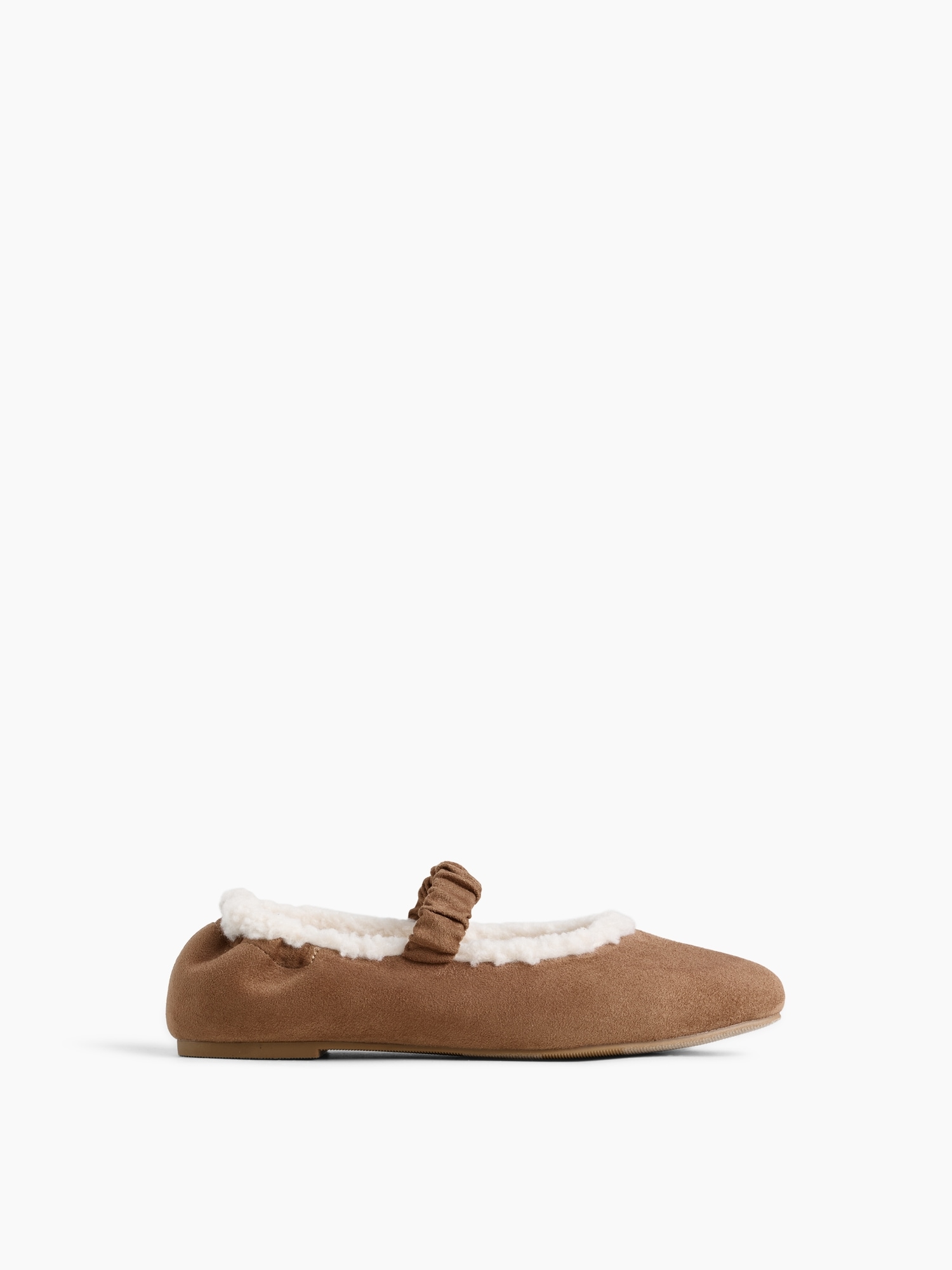 Kids Sherpa-Lined Vegan Suede Ballet Flats