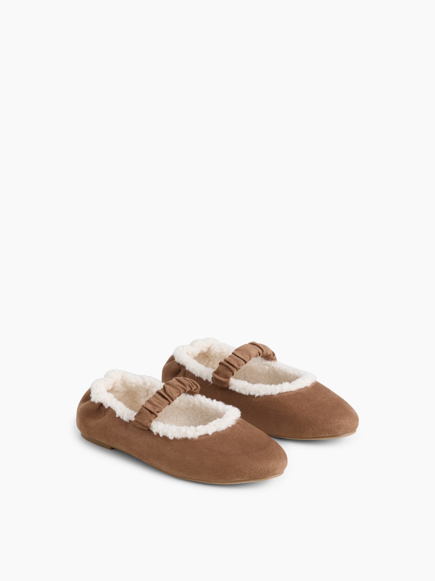 Детские балетки Gap из экозамши с подкладкой из шерпы, цвет: Коричневый — фото 2