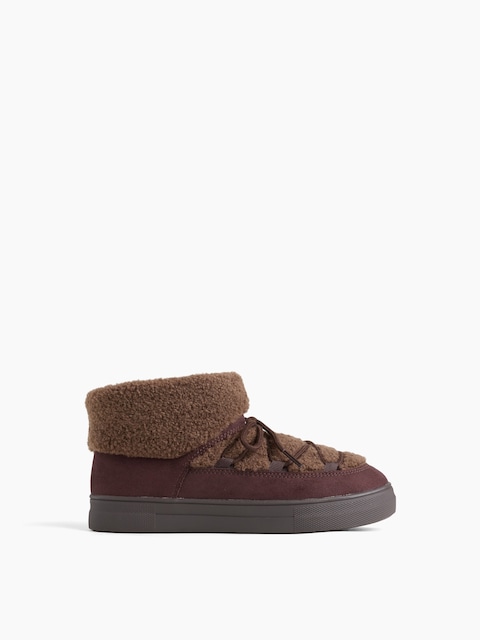 Kids Sherpa & Vegan Suede Snow Boots