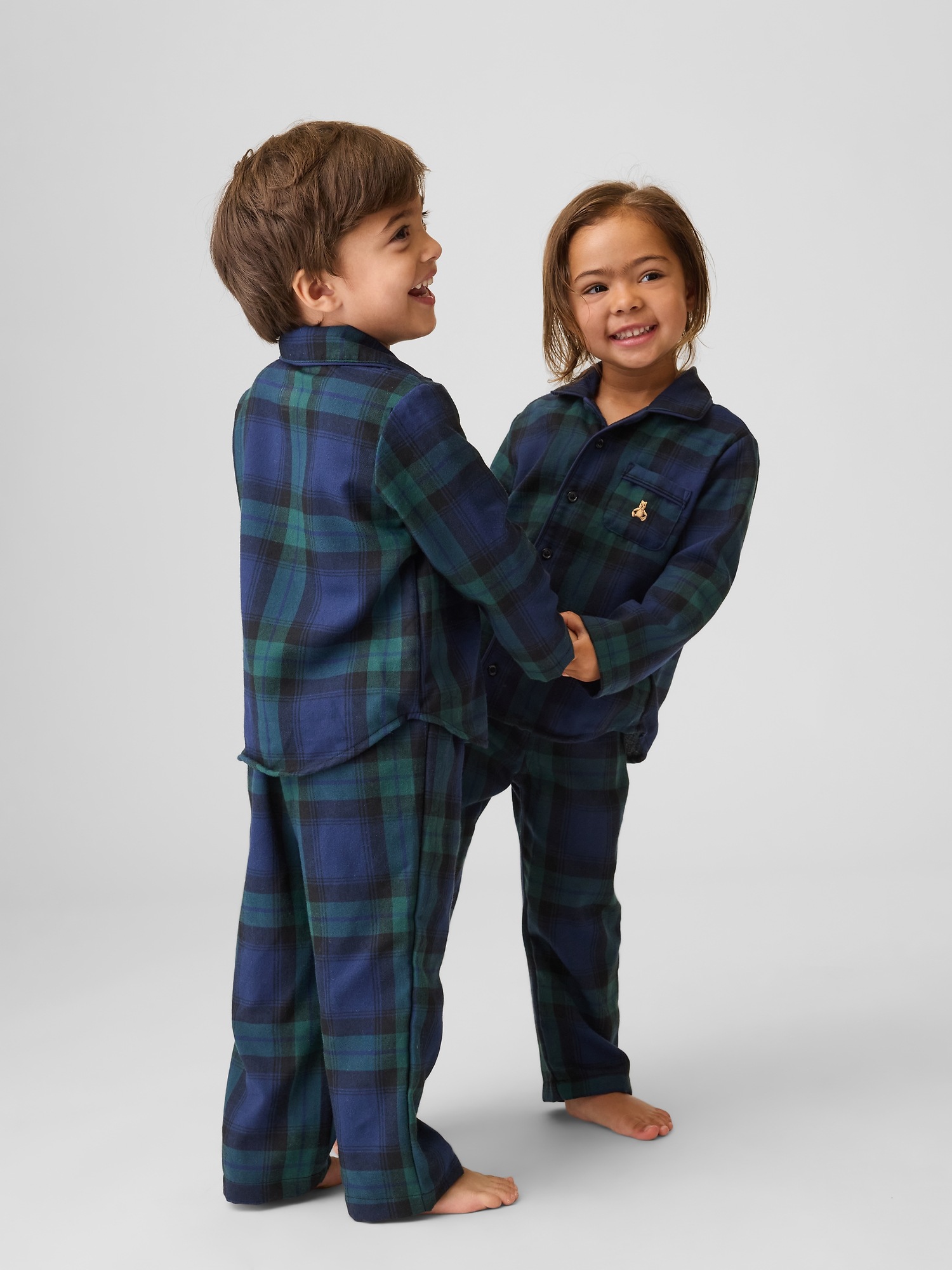 Пижамный комплект для детей, фланель — Gap, цвет: Клетчатый