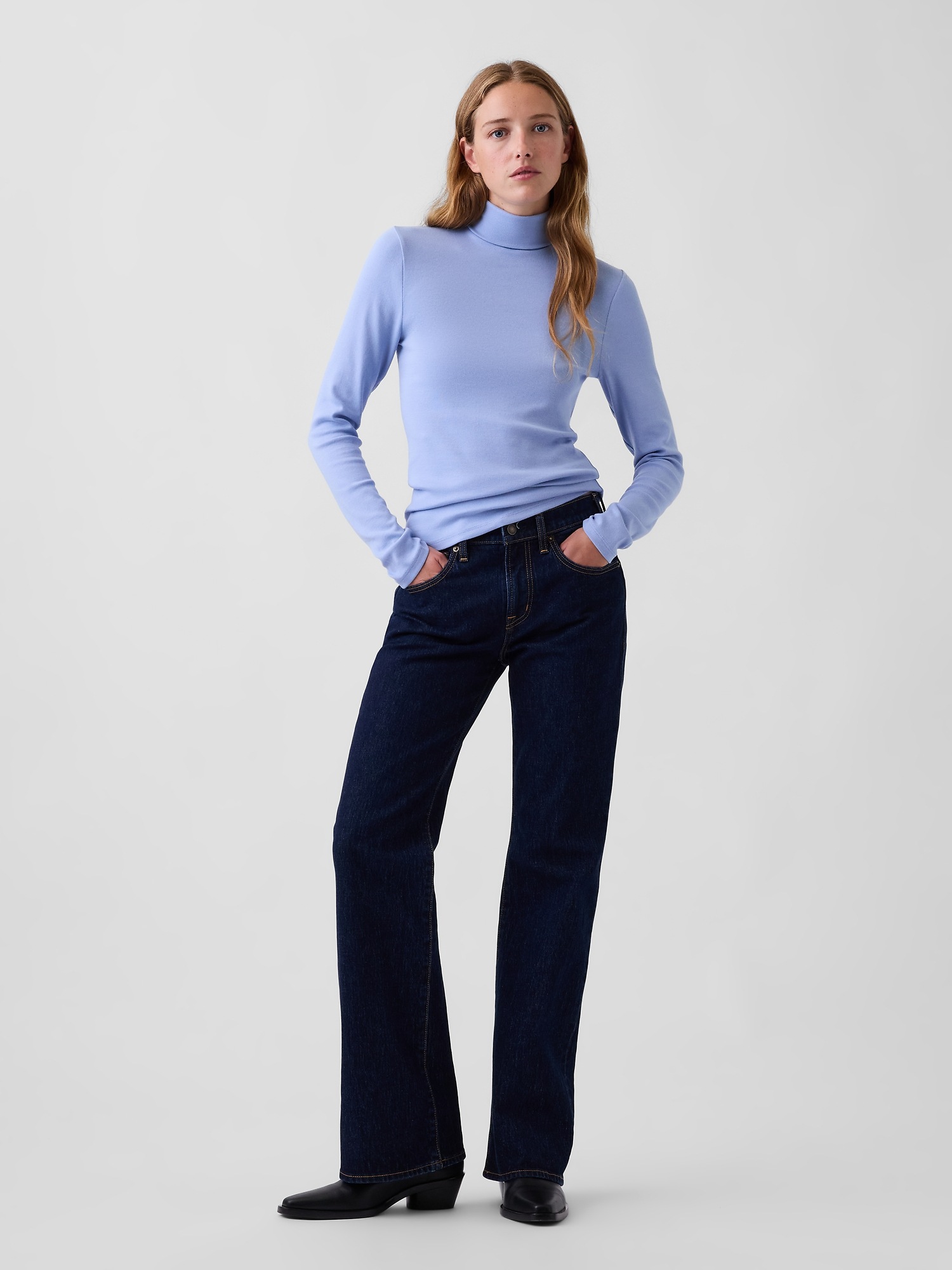 Женский топ Gap Modern Turtleneck, цвет: Синий — фото 2