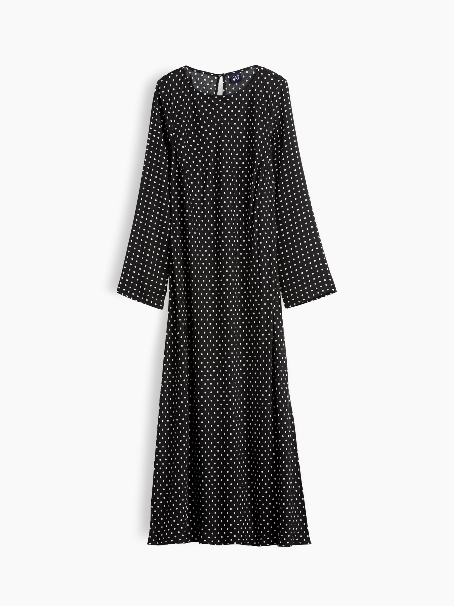 Женское платье Gap Bell-Sleeve Bias-Cut Maxi, цвет: Чёрный в горошек — фото 5