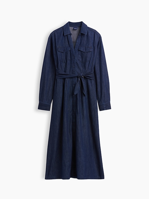 Denim Tie-Waist Maxi Shirtdress | Gap