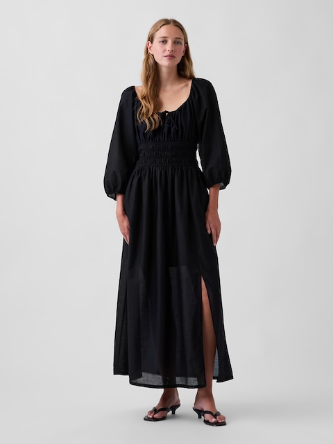 Voile Smocked-Waist Maxi Dress