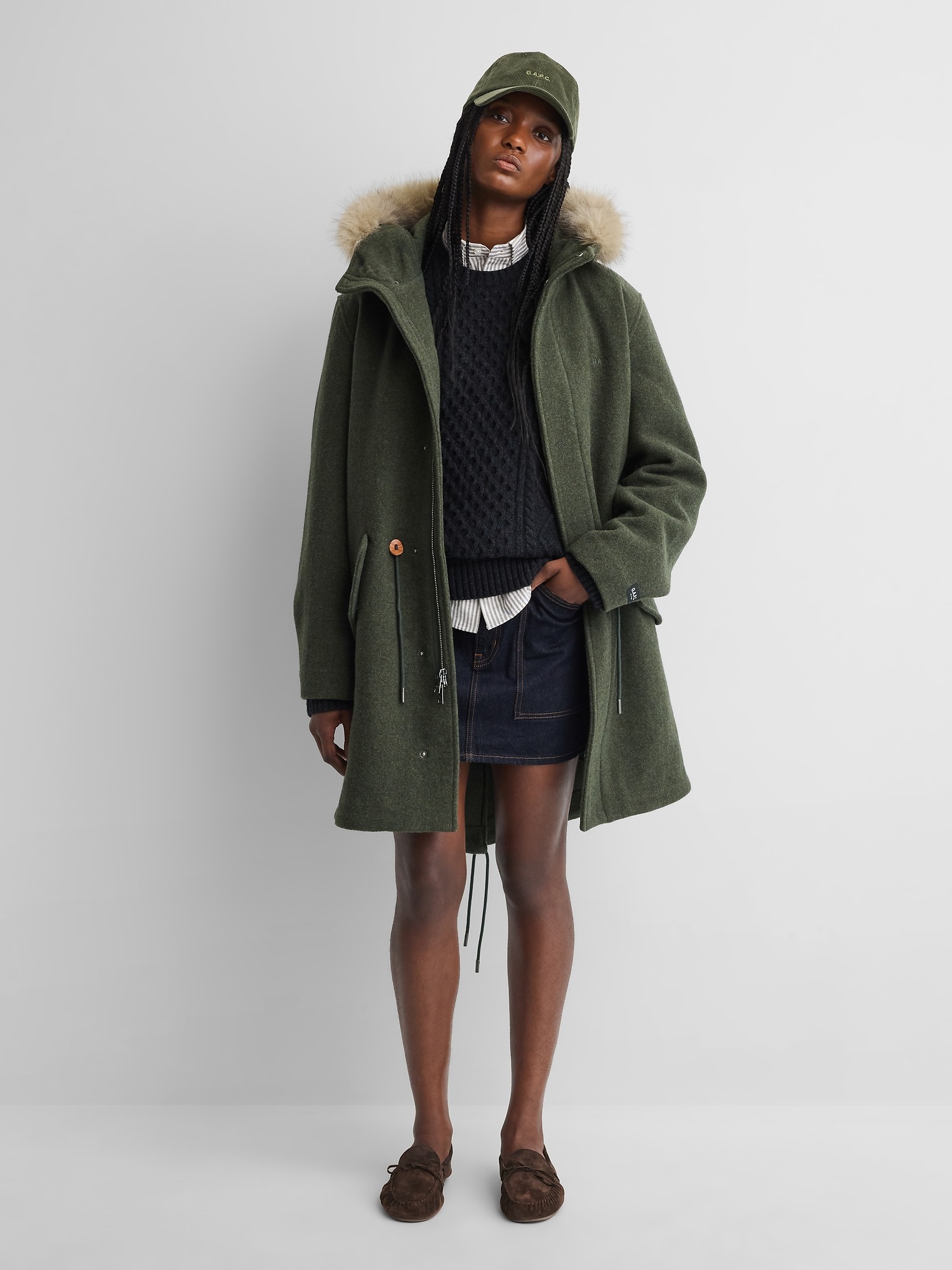 Женская куртка Gap × A.P.C. Oversized Wool-Blend, цвет: Вечнозелёный — фото 3