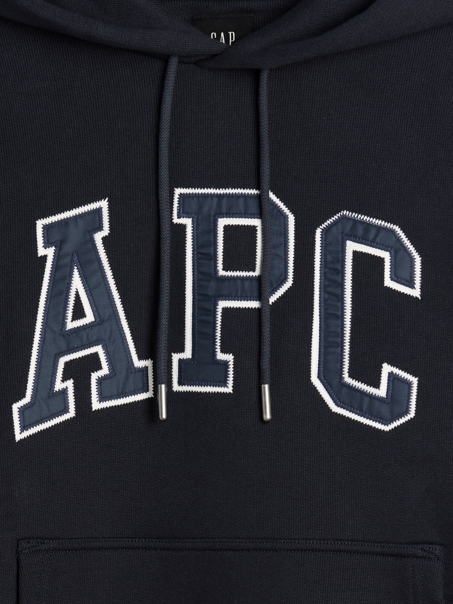 Женское худи Gap × A.P.C. Extra Heavyweight Logo, цвет: Тёмно-синий — фото 5