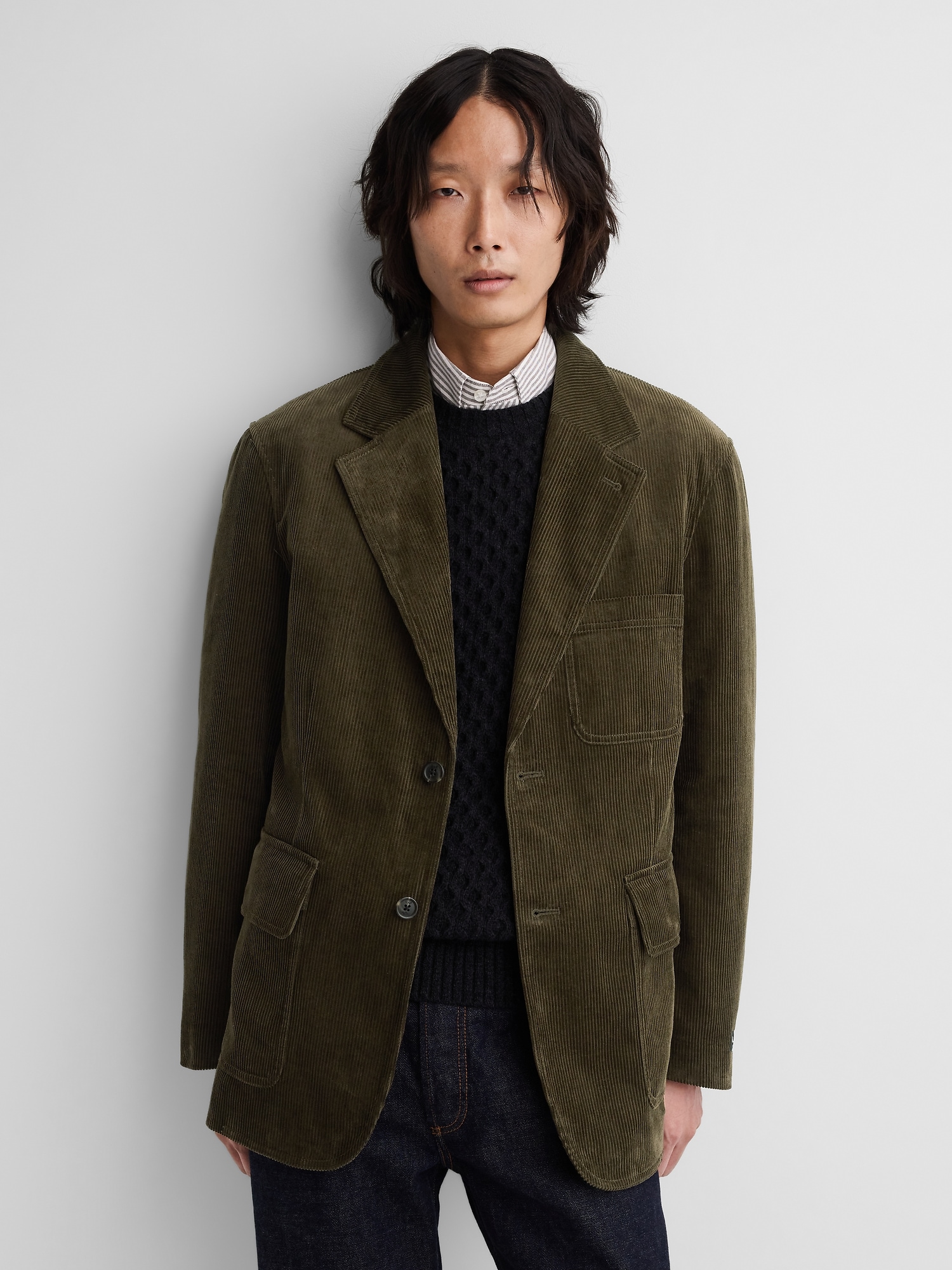 Мужской пиджак Gap × A.P.C. Corduroy Blazer, цвет: Зелёный