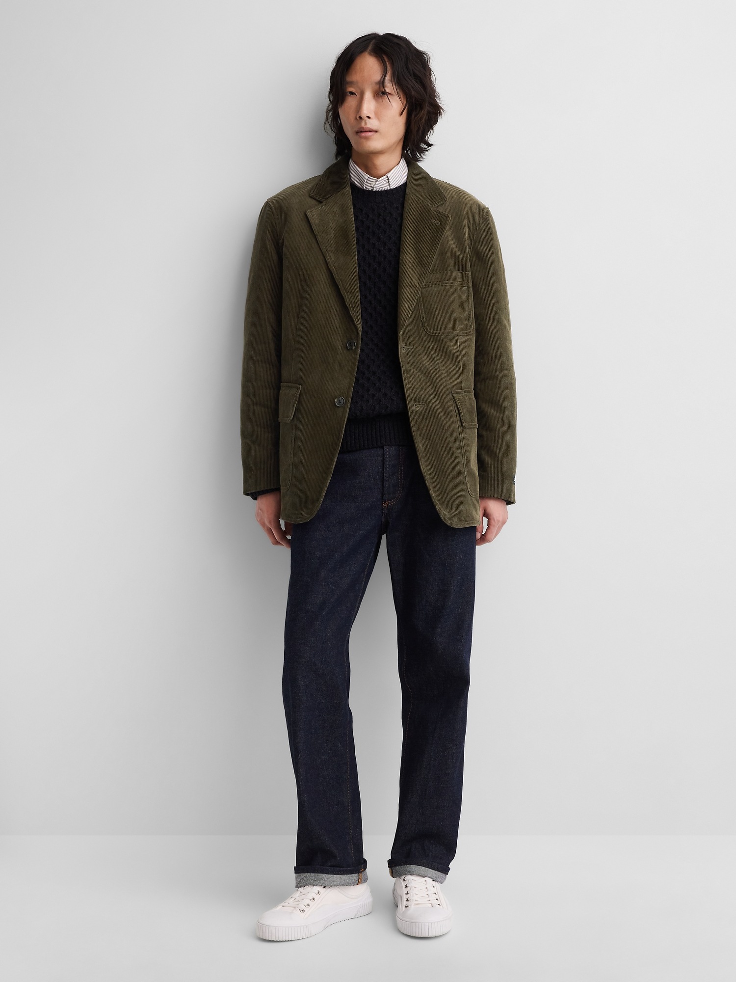 Мужской пиджак Gap × A.P.C. Corduroy Blazer, цвет: Зелёный — фото 2