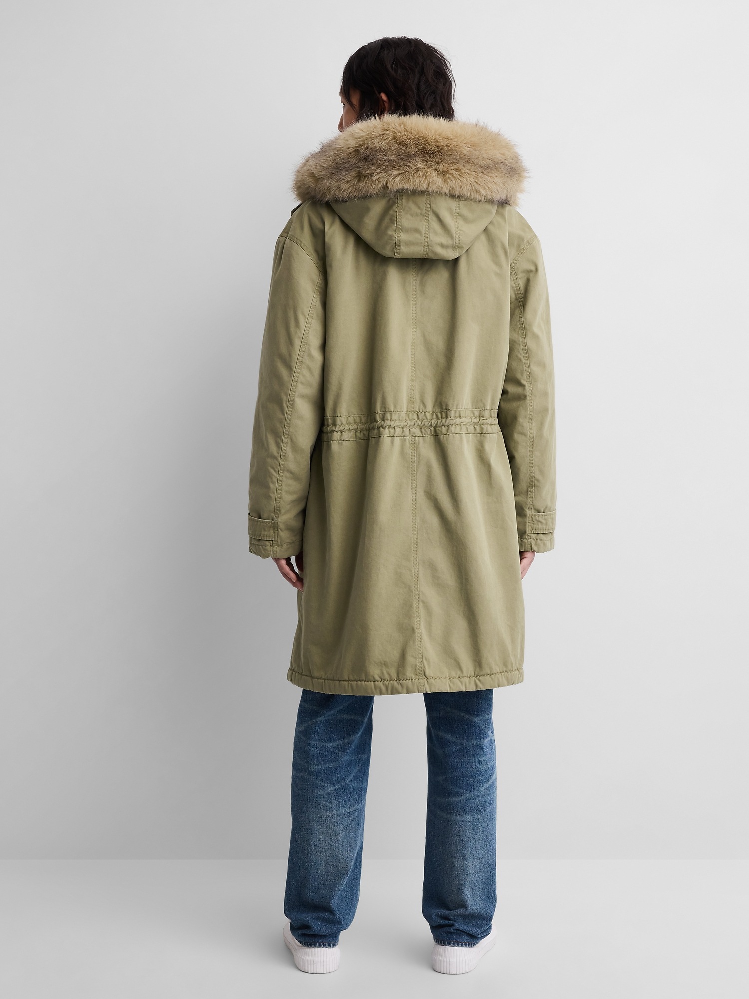 Женская куртка Gap × A.P.C. Oversized Sherpa-Lined Utility, цвет: Оливковый — фото 2
