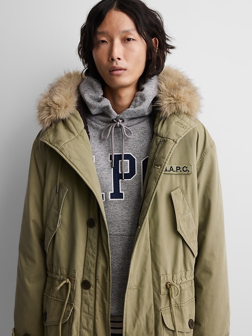 希少90s A.P.C. EAST BY WEST Hooded Parka Gap × A.P.C. Oversized Sherpa-Lined Utility Parka | Gap