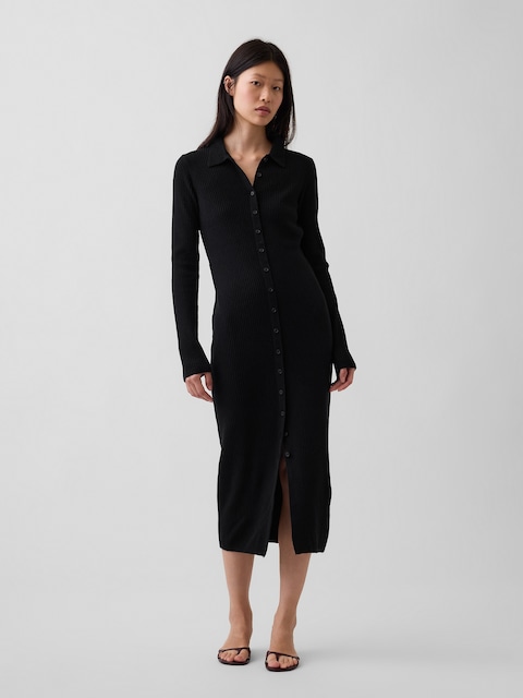 CashSoft Rib Sweater Maxi Shirtdress