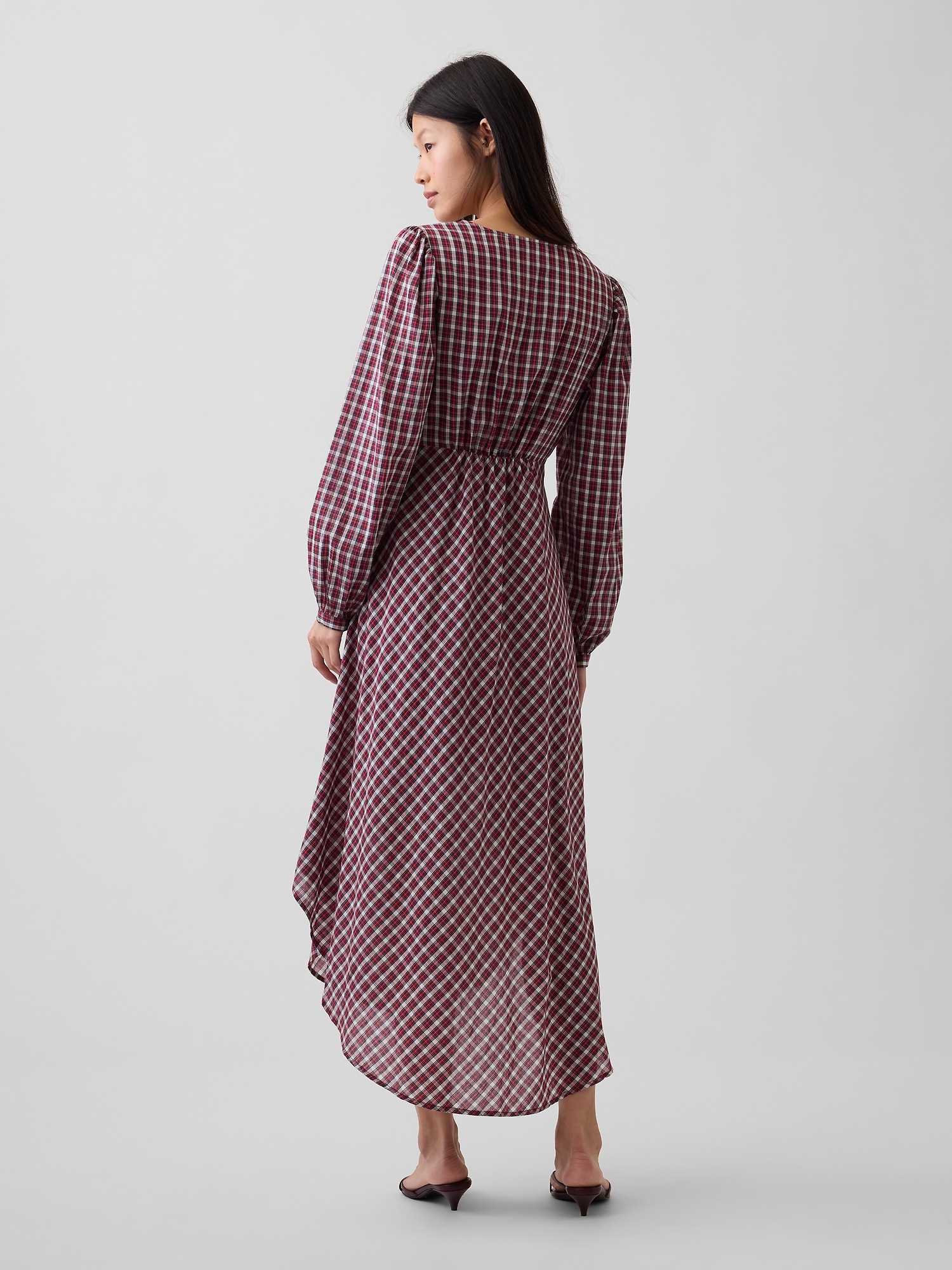 Женское платье Gap Voile Plaid Empire-Waist Maxi, цвет: Красный клетчатый — фото 2