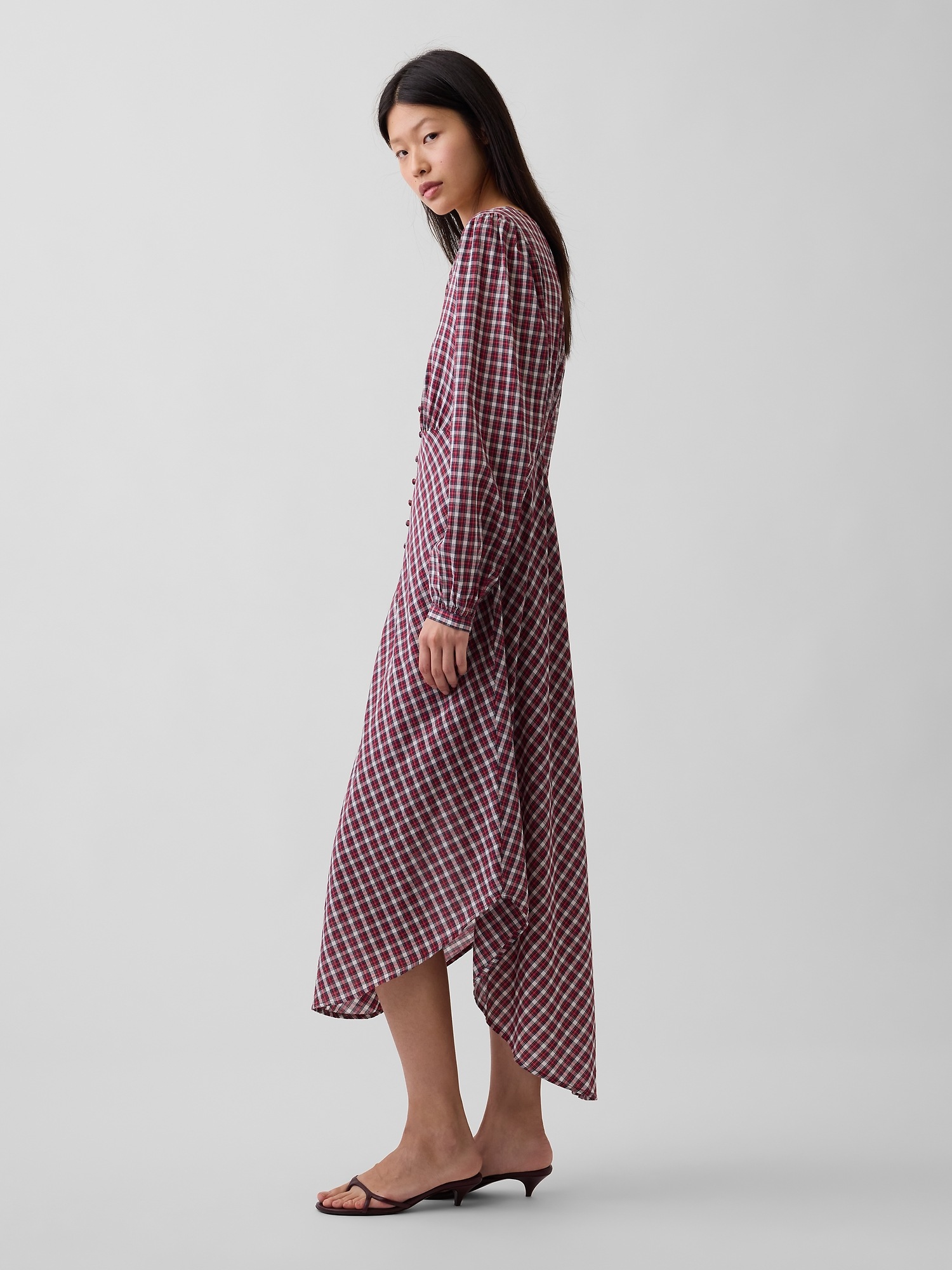 Женское платье Gap Voile Plaid Empire-Waist Maxi, цвет: Красный клетчатый — фото 3