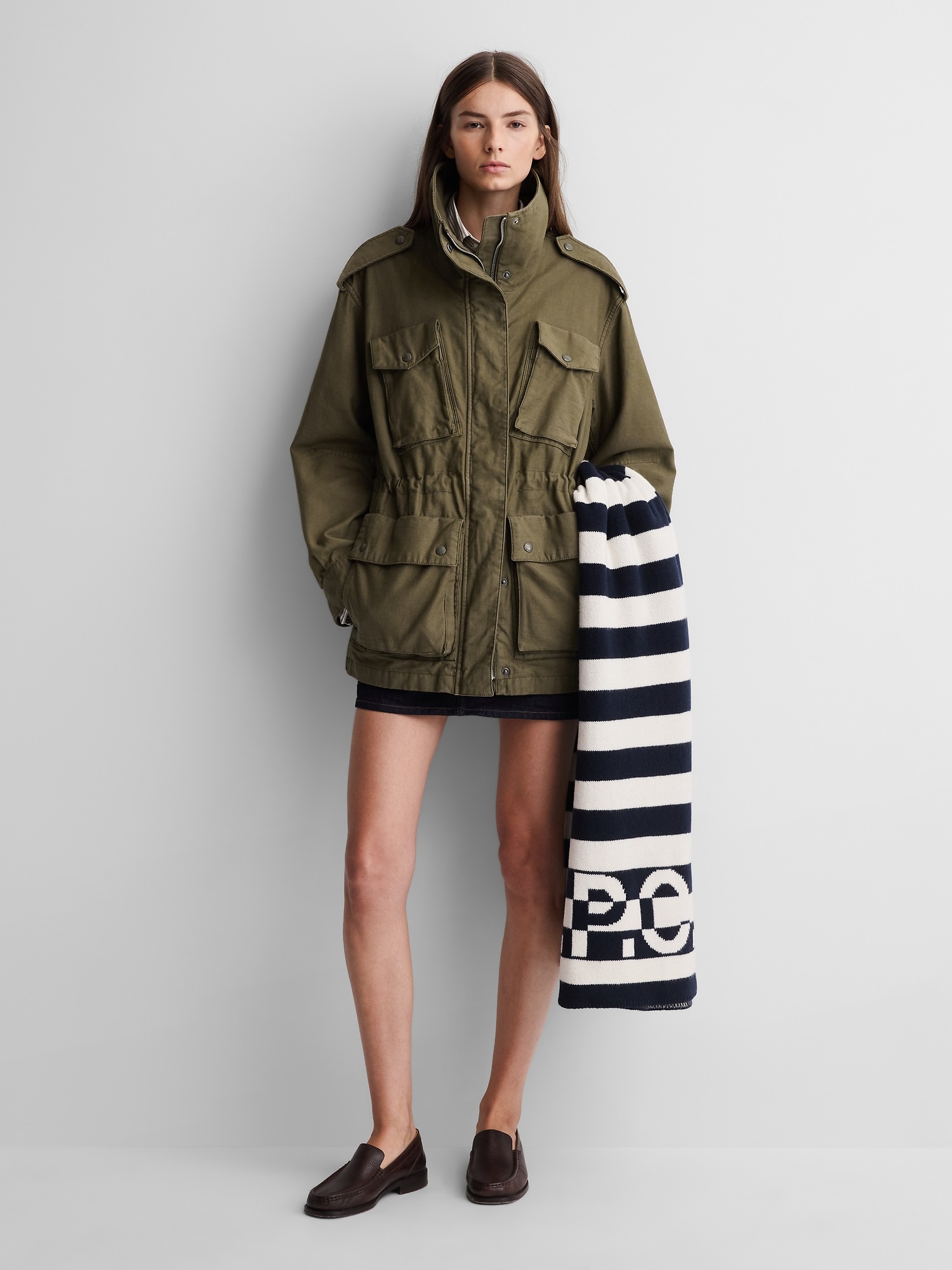 Плед Gap × A.P.C. Logo Stripe, цвет: Молочный белый — фото 6