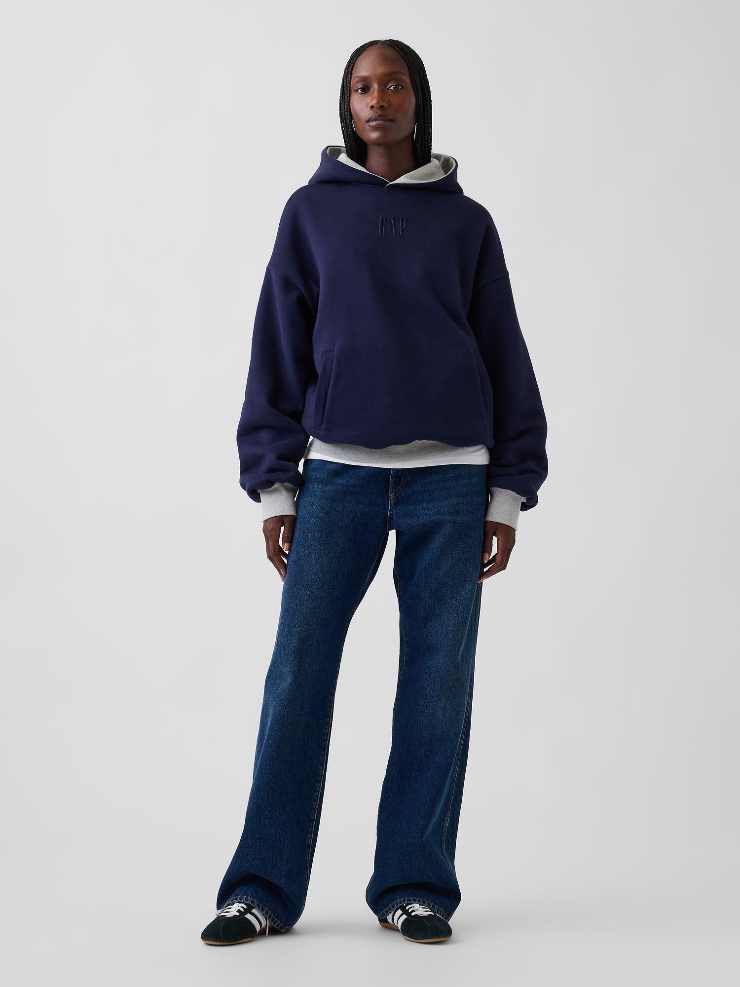 Мужское худи Gap Adult VintageSoft Reversible Oversized Logo, цвет: Меланжевый серый — фото 6