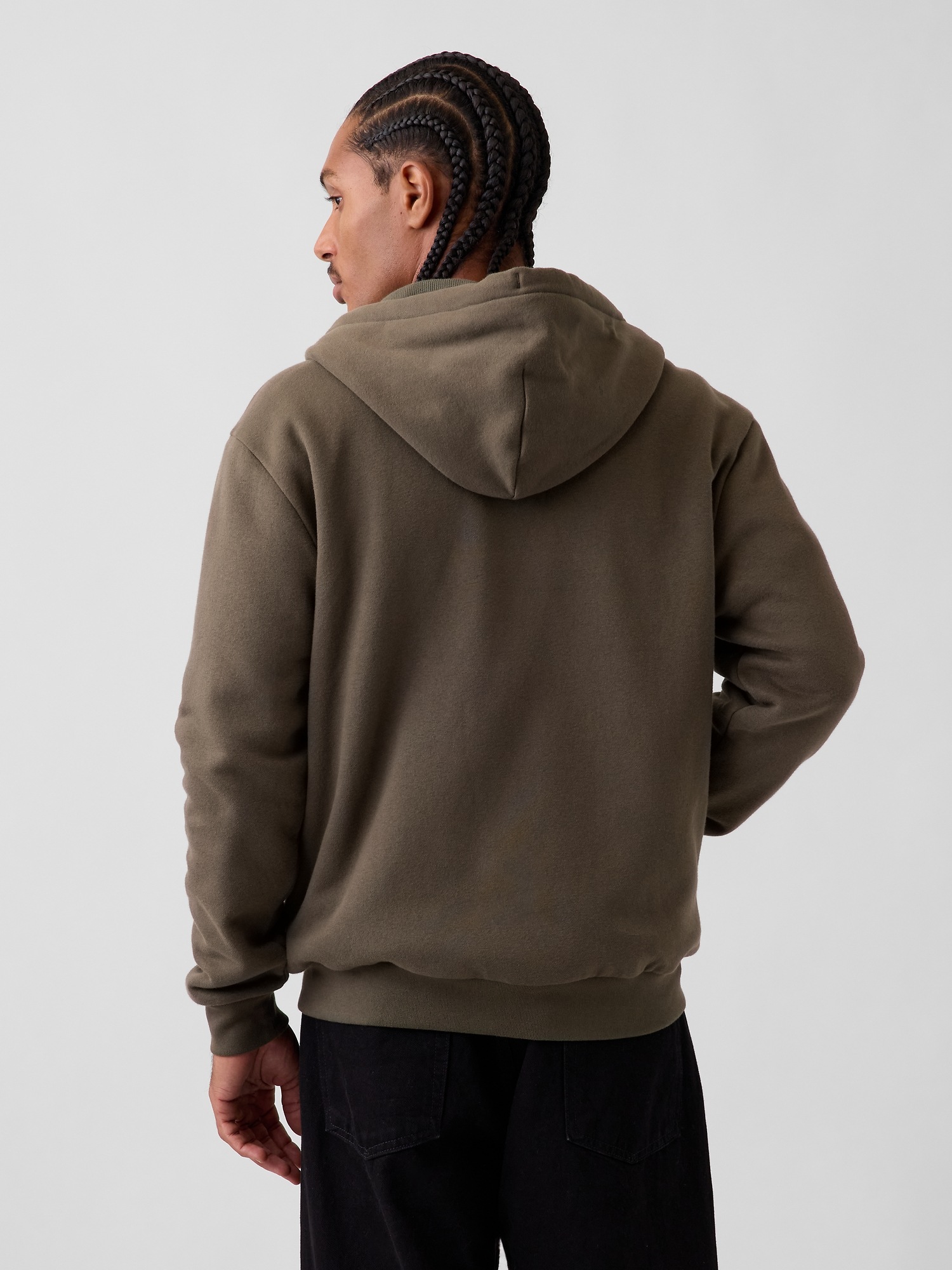 Мужское худи Gap VintageSoft Waffle-Lined Zip, цвет: Bamboo — фото 3