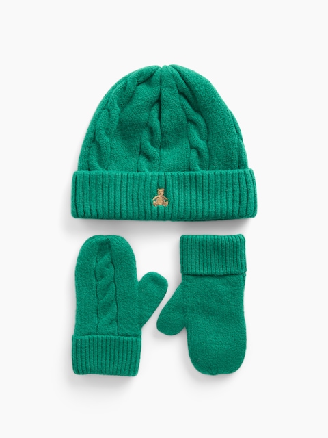 Baby & Toddler CashSoft Cable-Knit Beanie & Mittens Set