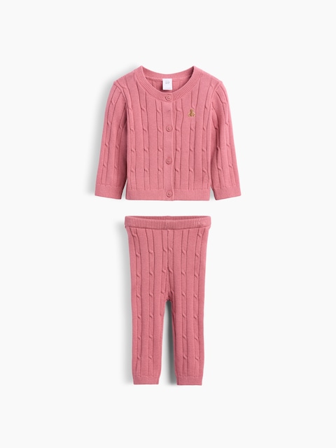 Baby Cable-Knit Cardigan Sweater Outfit Set