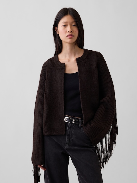 Relaxed Fringe Sweater Cardigan
