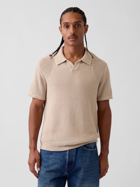 Mesh Polo Sweater Shirt