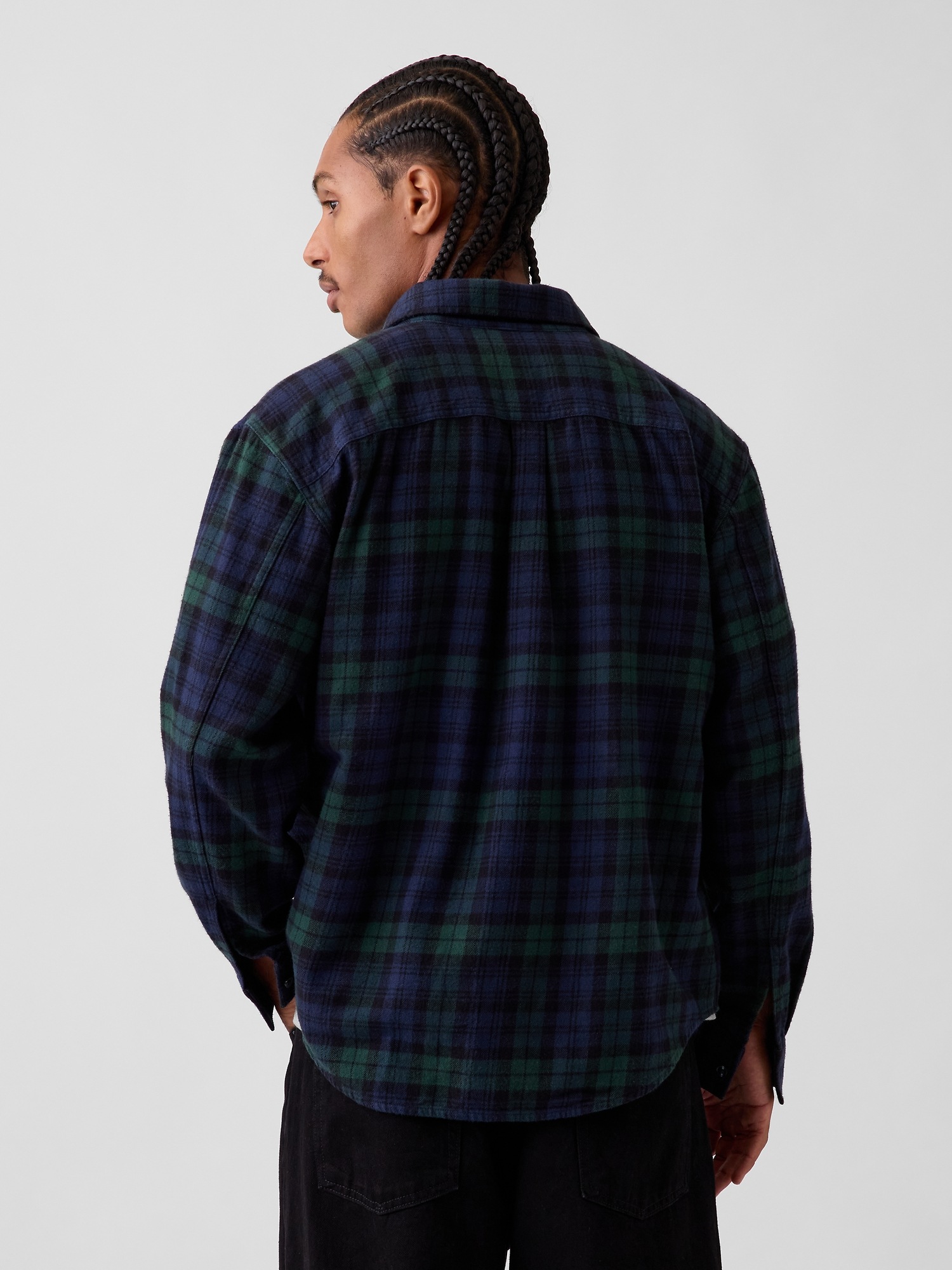 Мужская рубашка Gap Relaxed Flannel, цвет: Blackwatch — фото 3