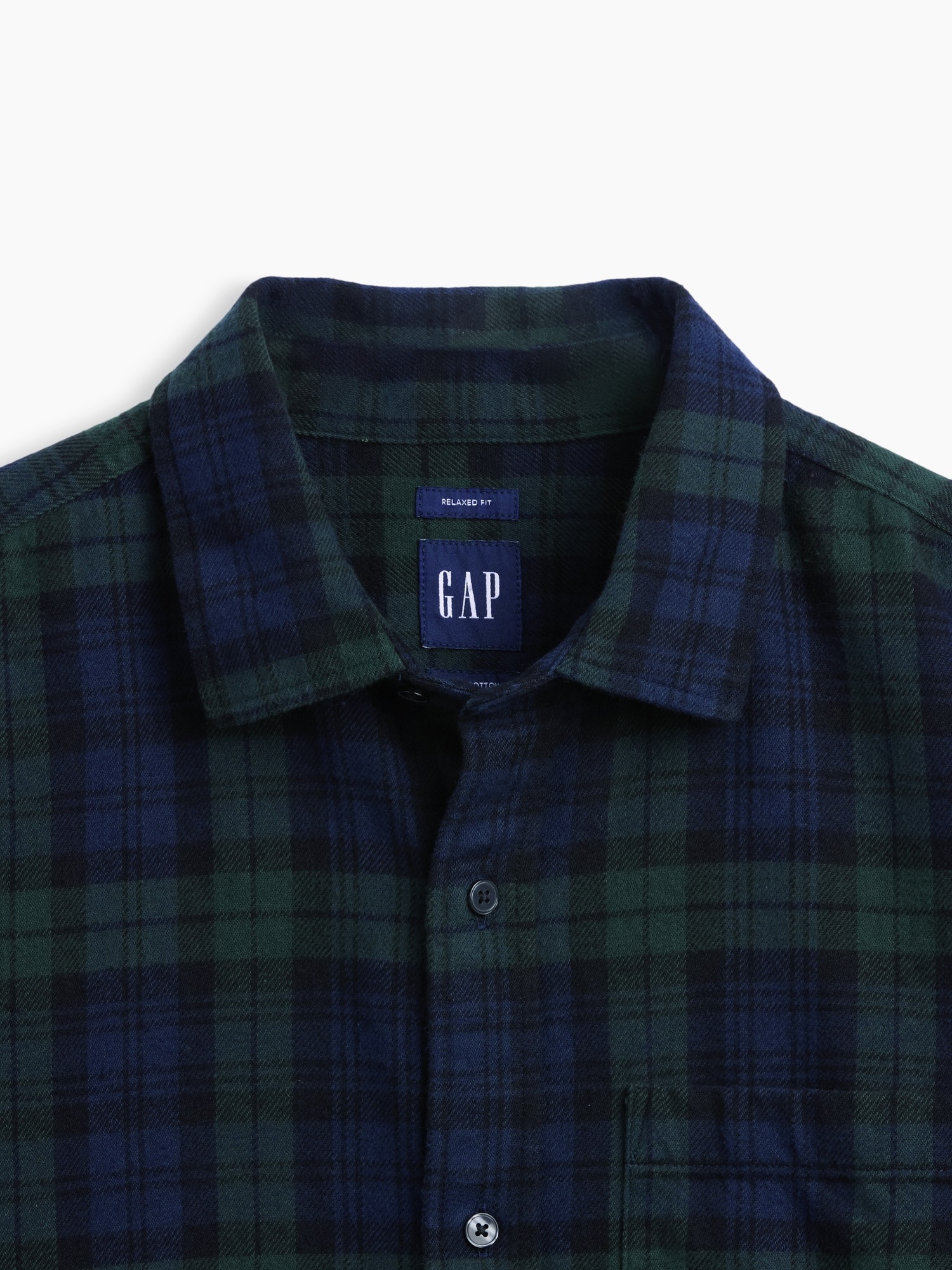 Мужская рубашка Gap Relaxed Flannel, цвет: Blackwatch — фото 4
