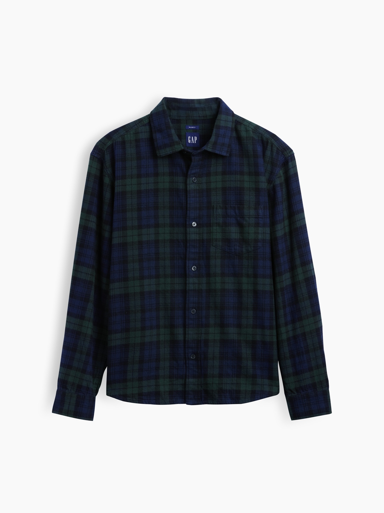 Мужская рубашка Gap Relaxed Flannel, цвет: Blackwatch — фото 5