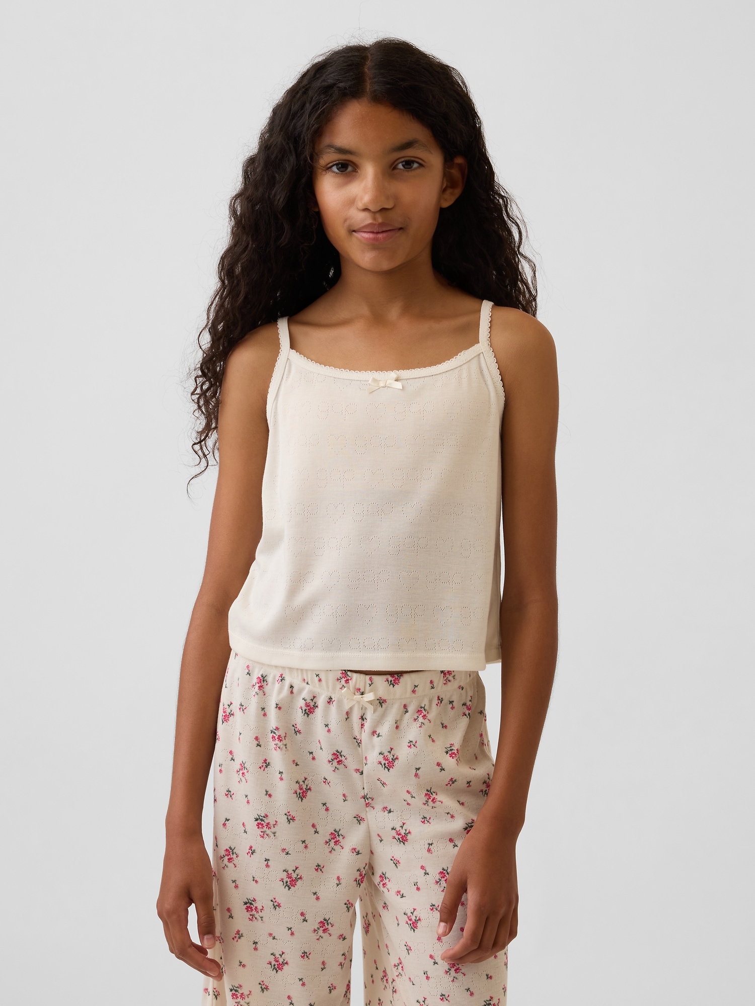Детская пижамная майка Gap из переработанного ажурного трикотажа, цвет: Creme